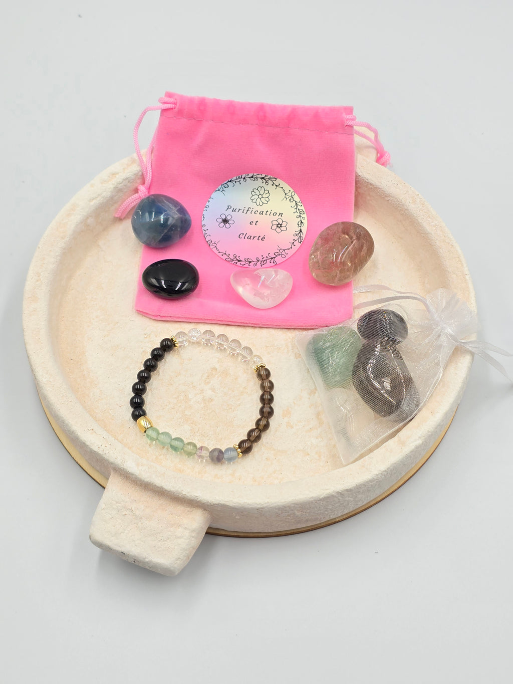 Rituel Complet Clarté et Purification - Pochon & Bracelet Lithothérapie