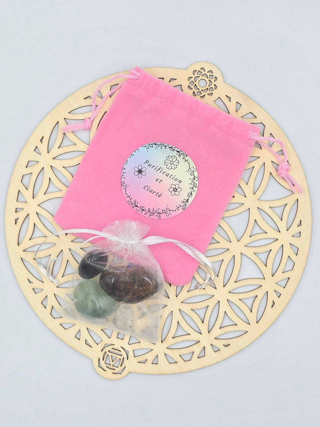 Pochon Clarté et Purification Lithothérapie 4 Pierres / or et Ame Bijoux