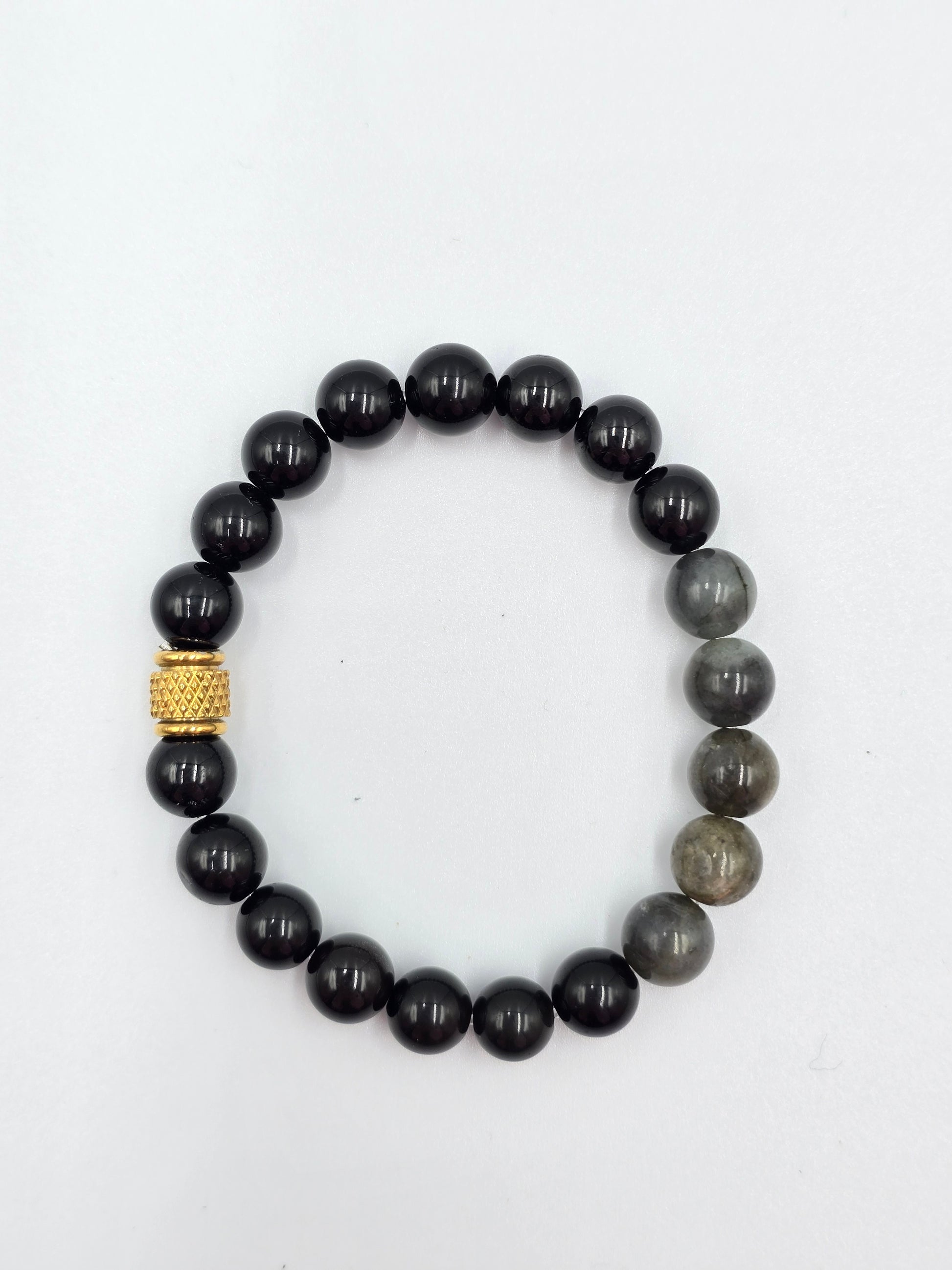 Rituel Complet Protection énergétique - Labradorite et Tourmaline- Pochon & Bracelet