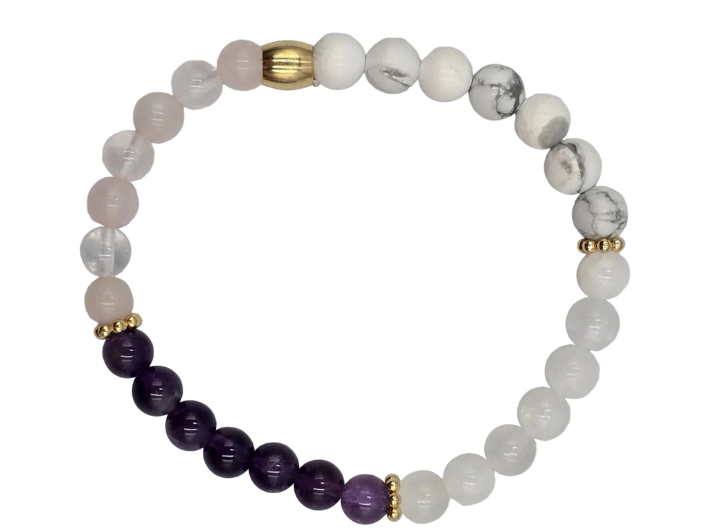 Bracelet Sommeil Réparateur - Améthyste & Quartz Rose - Or et Âme-Bijoux