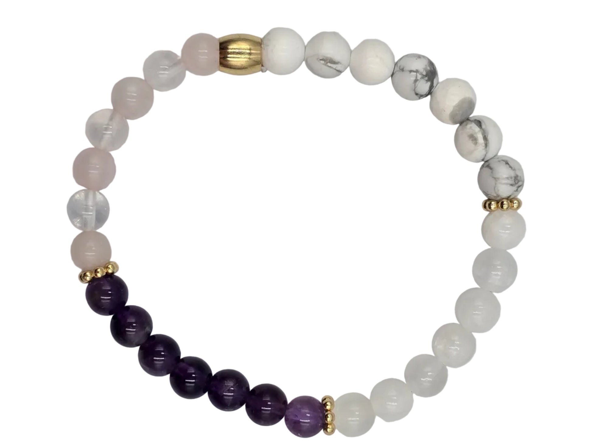 Bracelet Sommeil Réparateur - Améthyste & Quartz Rose - Or et Âme-Bijoux