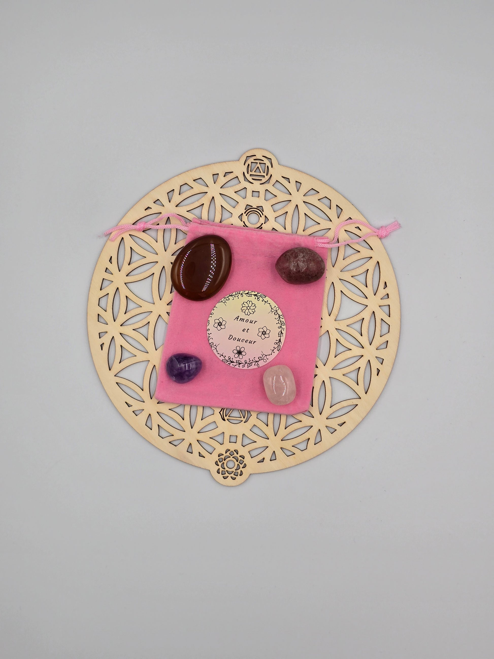 Pochon Amour & Douceur - Lithothérapie 4 Pierres Naturelles / Or et Âme Bijoux