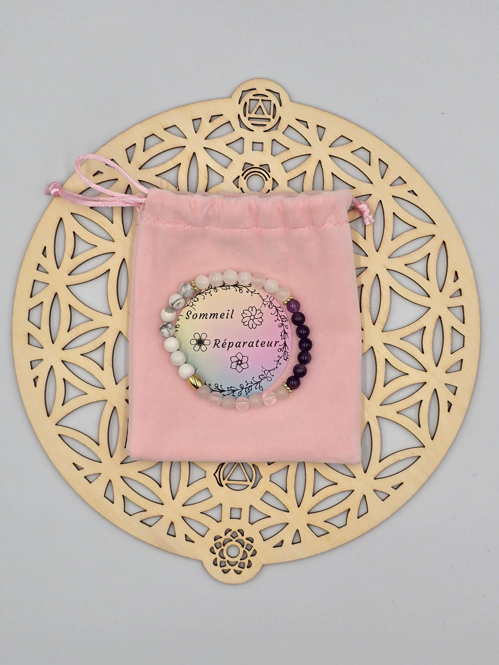 Bracelet Sommeil Réparateur - Améthyste & Quartz Rose - Or et Âme-Bijoux