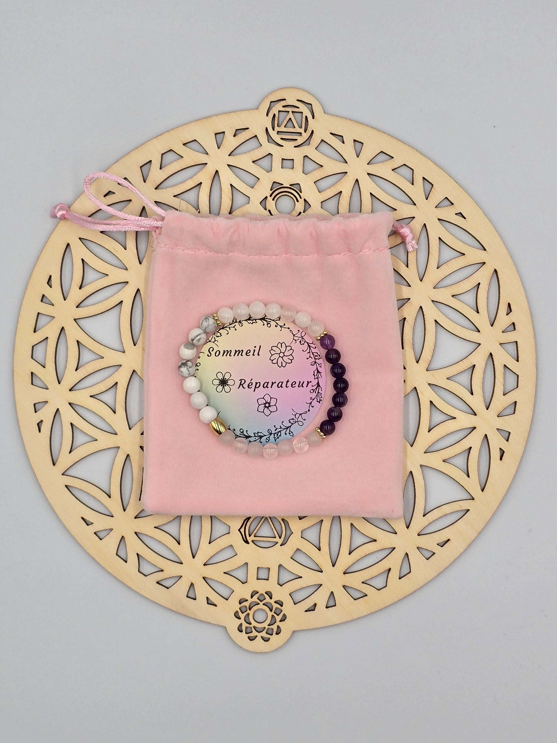 Bracelet Sommeil Réparateur - Améthyste & Quartz Rose - Or et Âme-Bijoux
