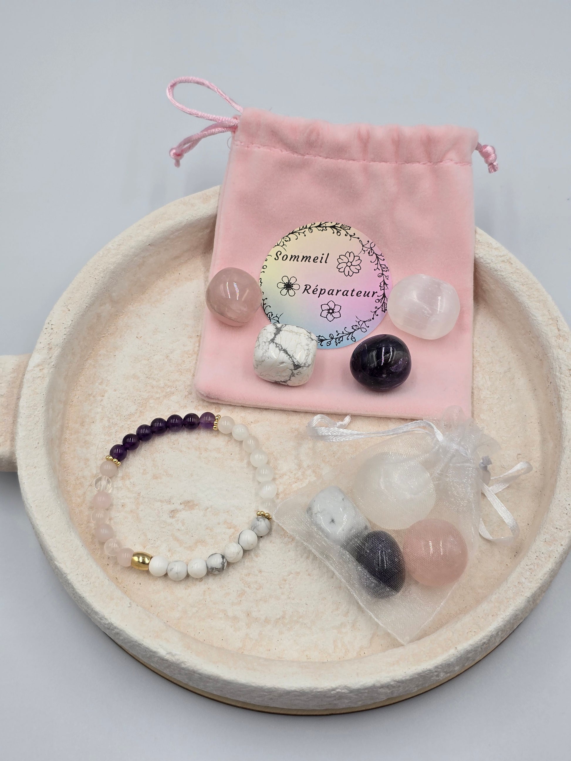 Rituel Complet Sommeil Réparateur - Pochon & Bracelet Lithothérapie