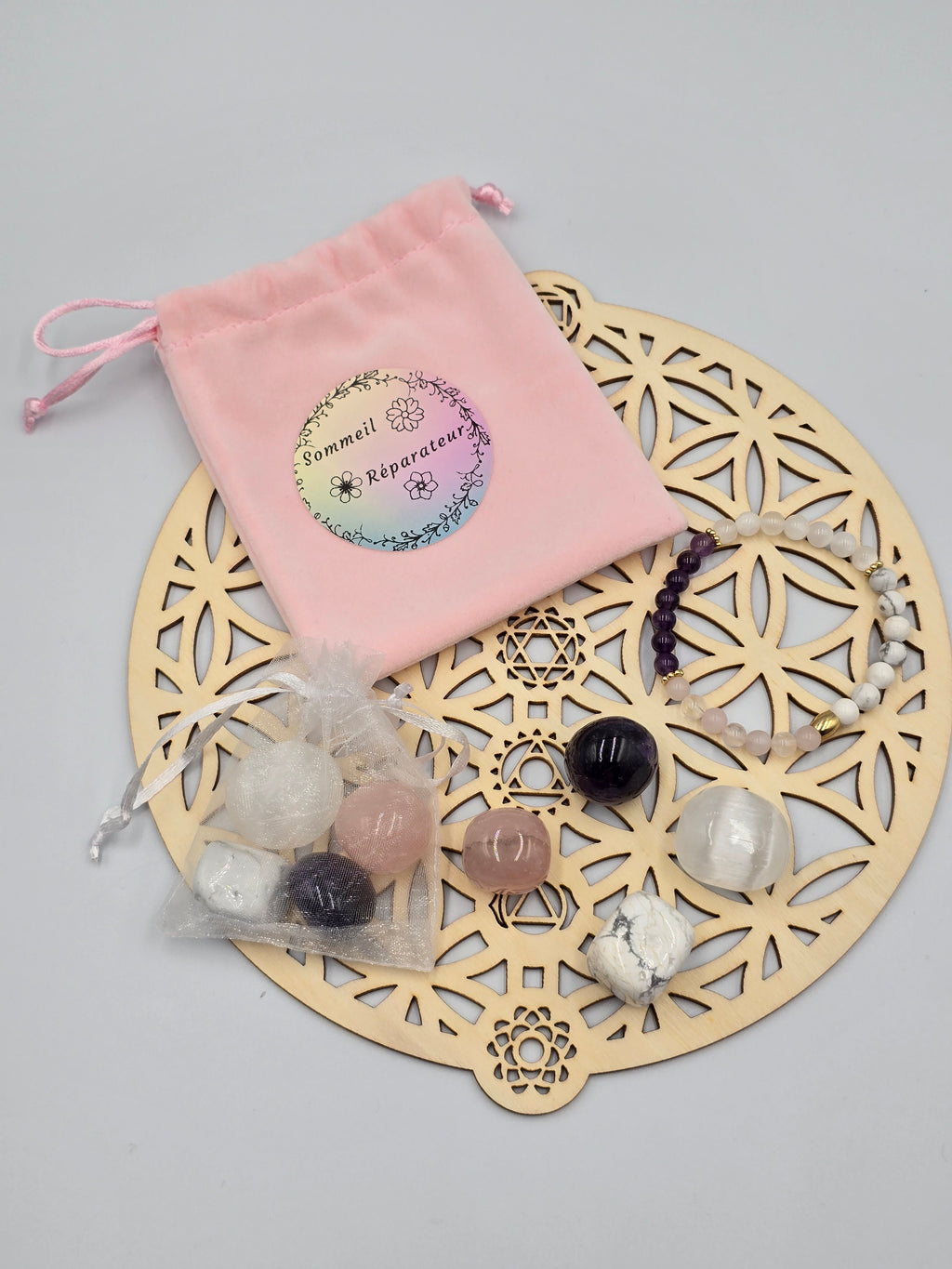 Rituel Complet Sommeil Réparateur - Pochon & Bracelet Lithothérapie