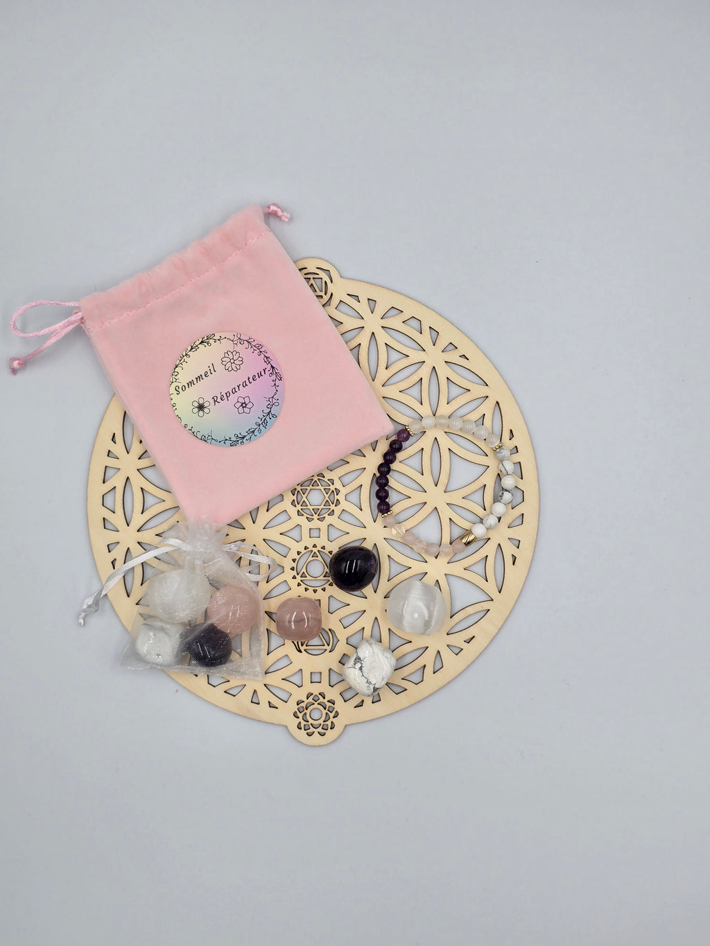 Rituel Complet Sommeil Réparateur - Pochon & Bracelet Lithothérapie