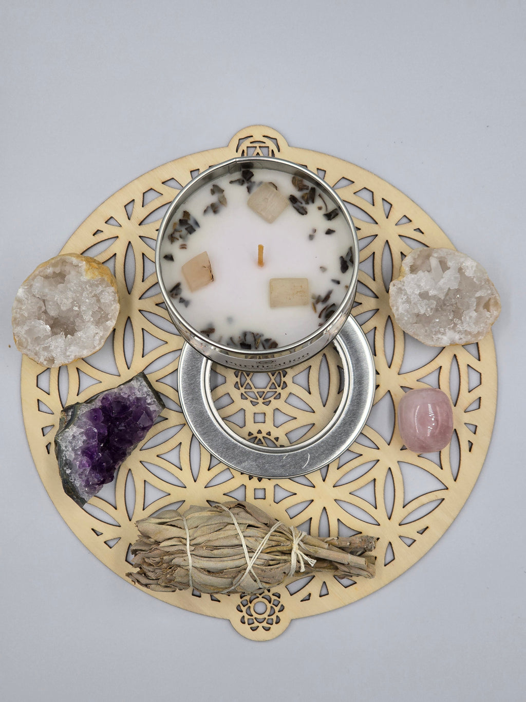 Bougie Sauge Blanche & Cristal de Roche - Purification & Protection 100g