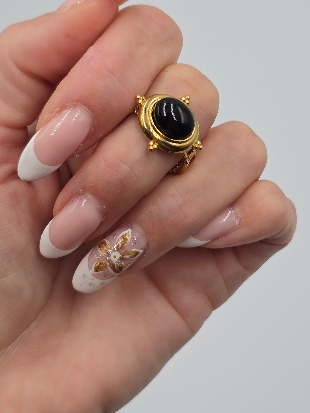 Bague Medina Ajustable Dorée - Améthyste Cornaline Onyx - Lithothérapie