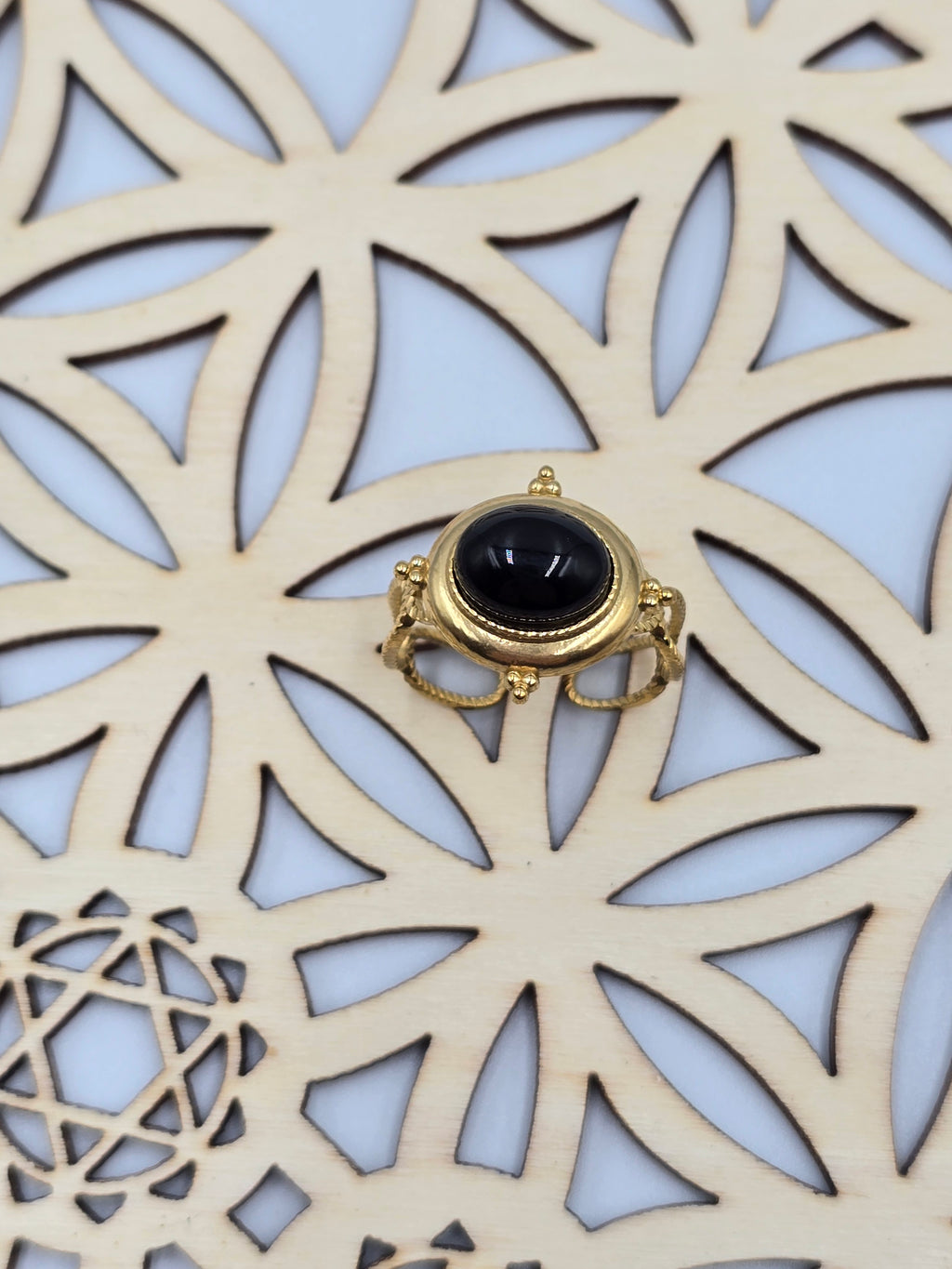 Bague Medina Ajustable Dorée - Améthyste Cornaline Onyx - Lithothérapie