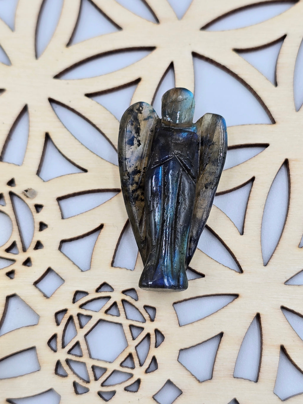 Ange en Pierre Naturelle - Fluorite ou Labradorite - Qualité Extra 40-50 mm