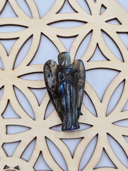 Ange en Pierre Naturelle - Fluorite ou Labradorite - Qualité Extra 40-50 mm