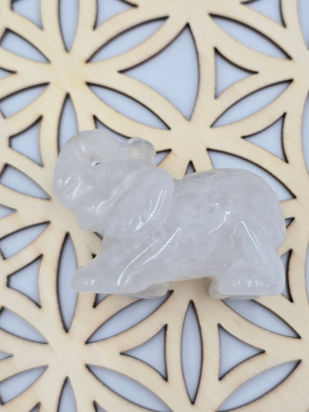 Éléphant en Pierre Naturelle - Cristal de Roche ou Fluorite - 40-50 mm