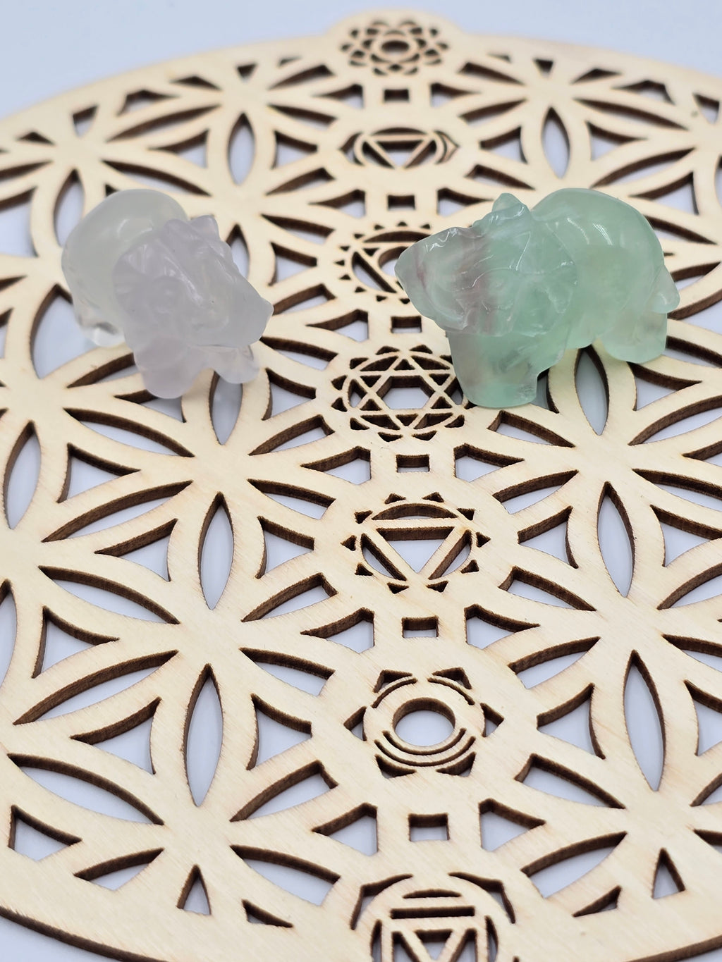 Éléphant en Pierre Naturelle - Cristal de Roche ou Fluorite - 40-50 mm