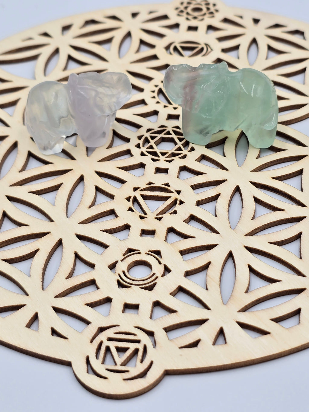 Éléphant en Pierre Naturelle - Cristal de Roche ou Fluorite - 40-50 mm