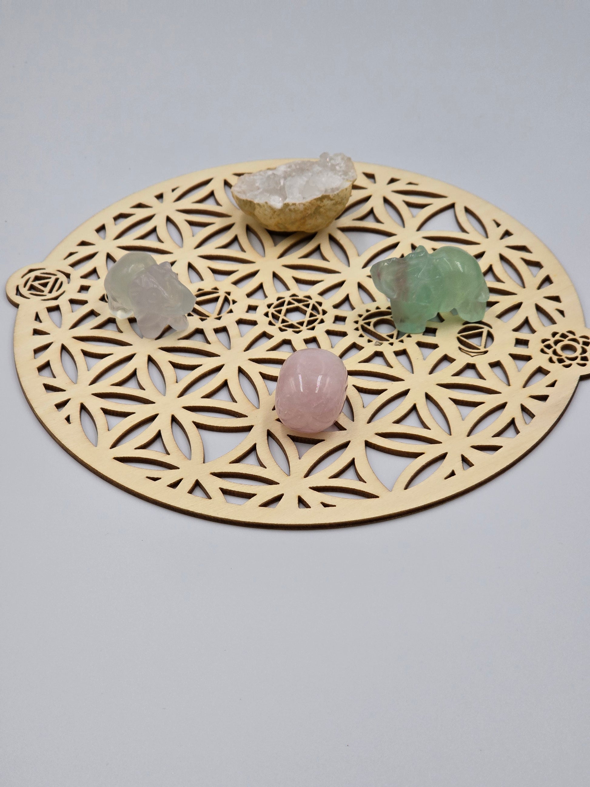 Éléphant en Pierre Naturelle - Cristal de Roche ou Fluorite - 40-50 mm