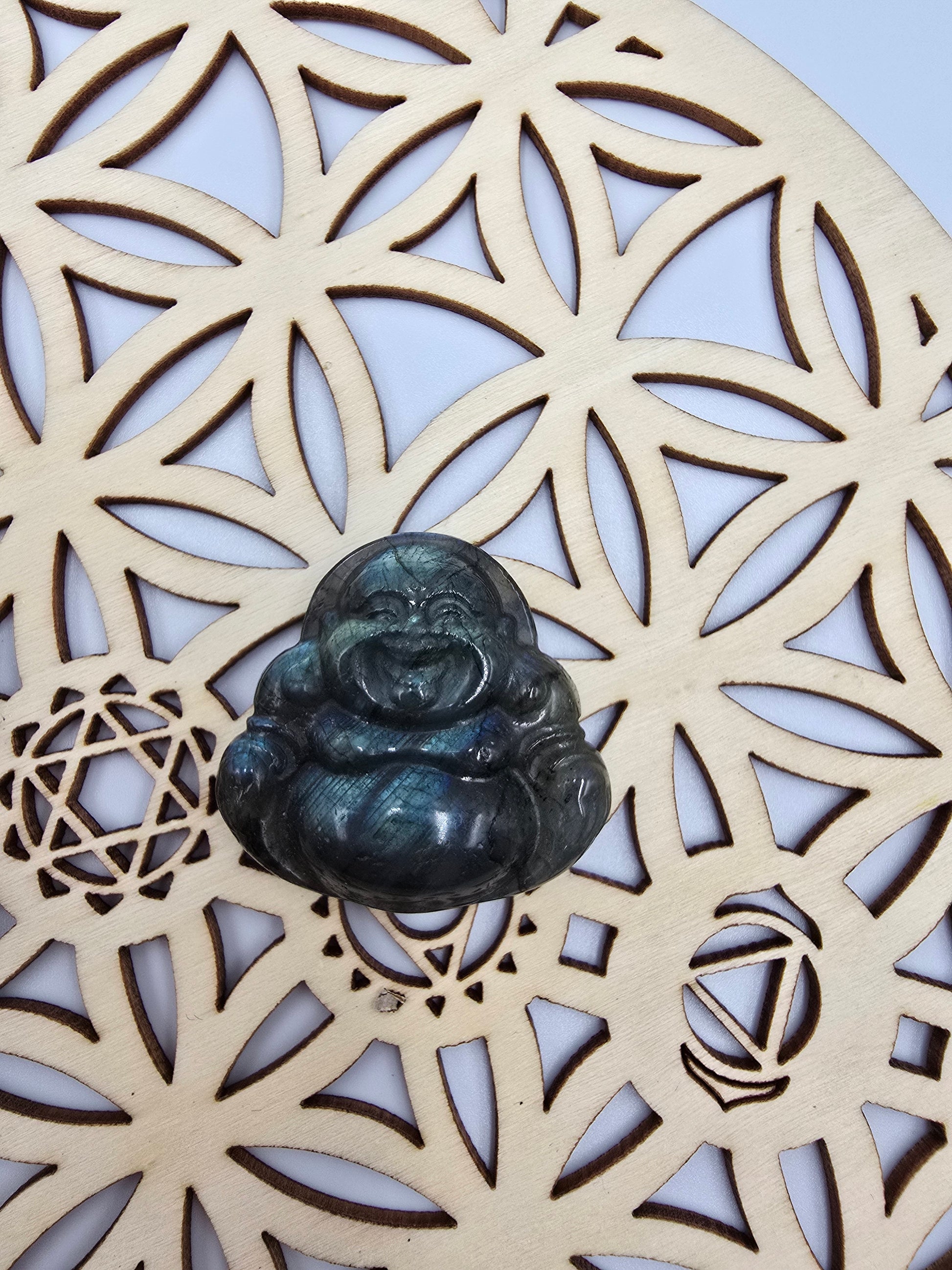 Bouddha ou Ganesh en Labradorite - Qualité Extra - 35-50 mm