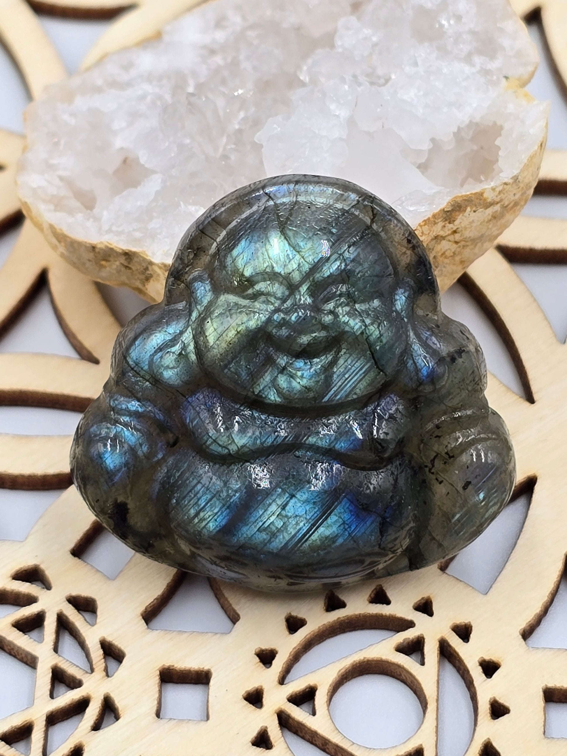 Bouddha ou Ganesh en Labradorite - Qualité Extra - 35-50 mm