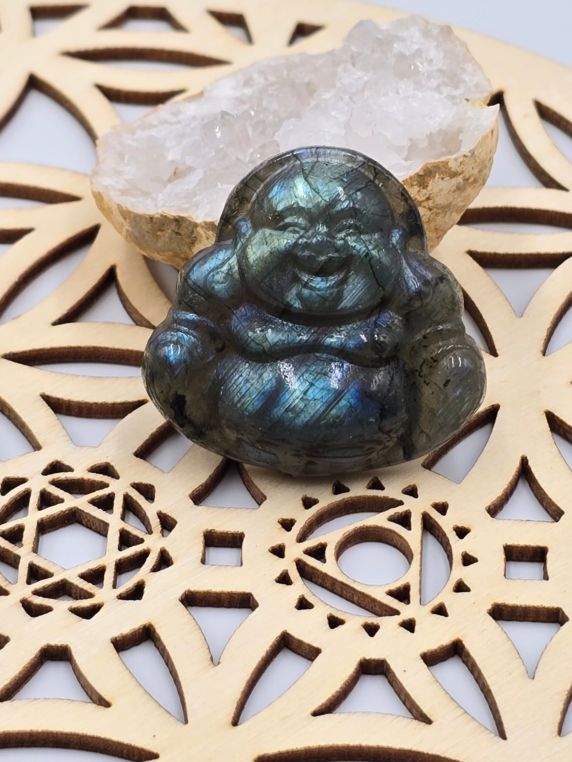 Bouddha ou Ganesh en Labradorite - Qualité Extra - 35-50 mm