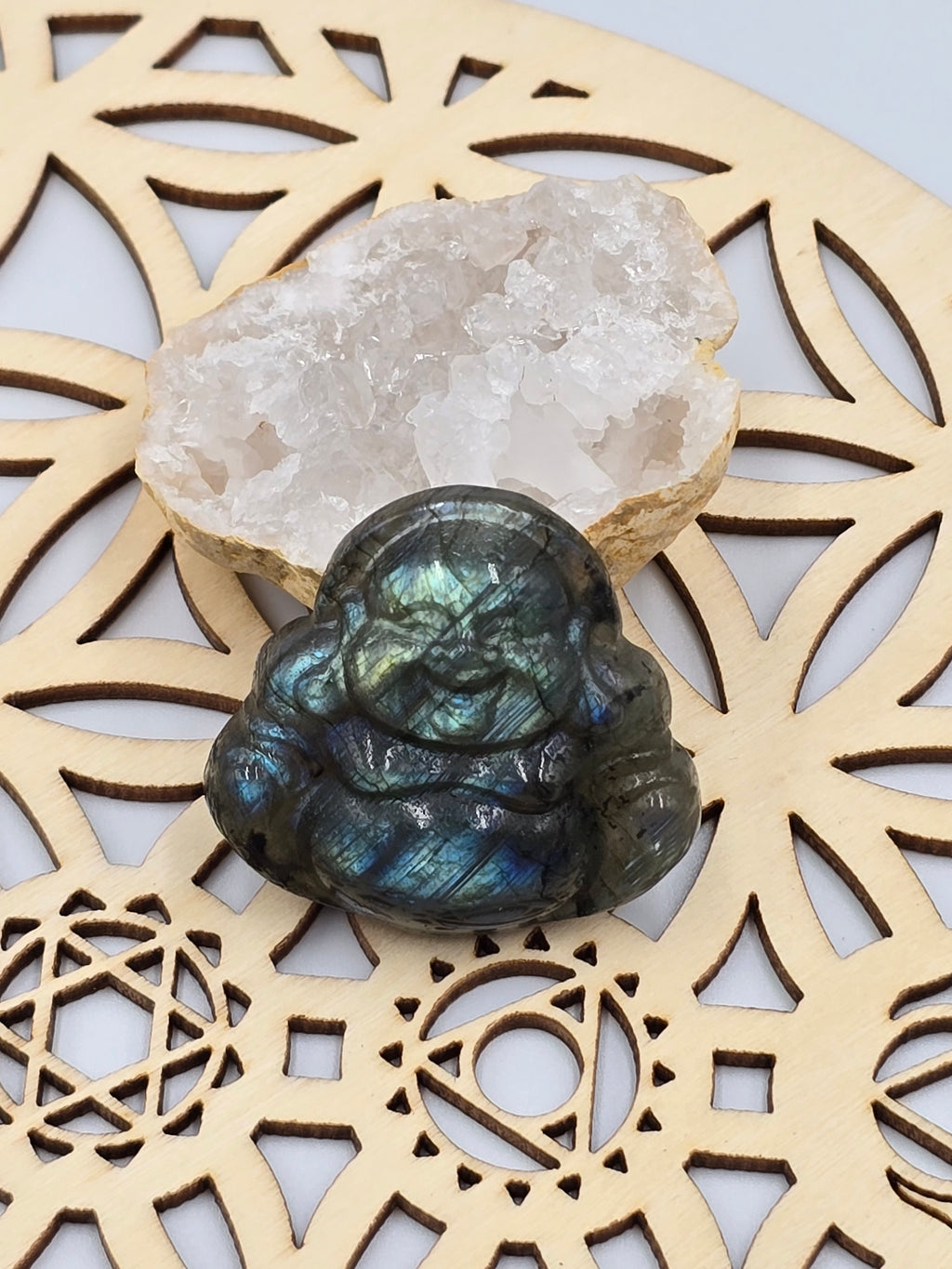 Bouddha ou Ganesh en Labradorite - Qualité Extra - 35-50 mm