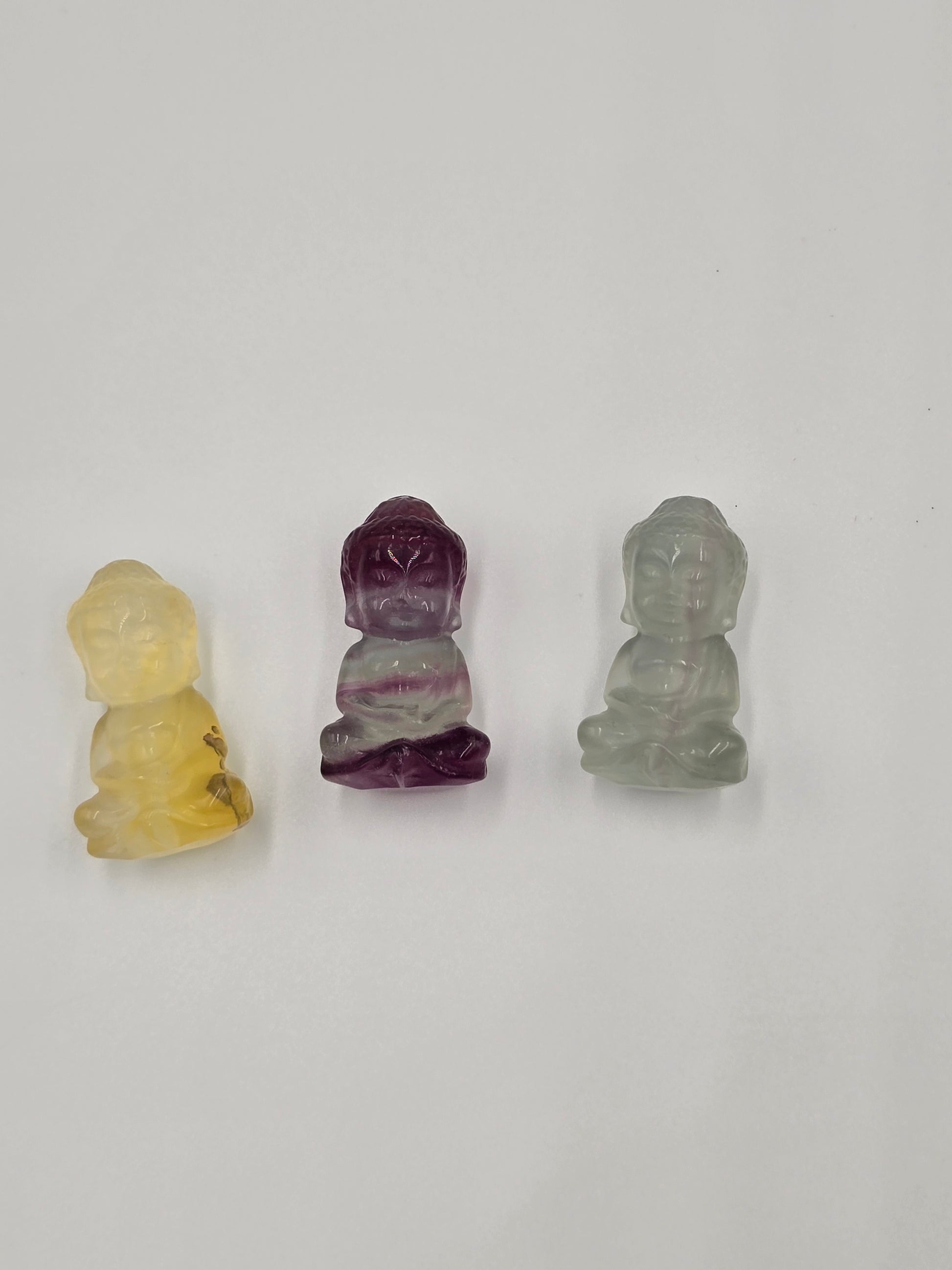 Bouddha Indien en Fluorite Multicolore - Qualité Extra 40 mm