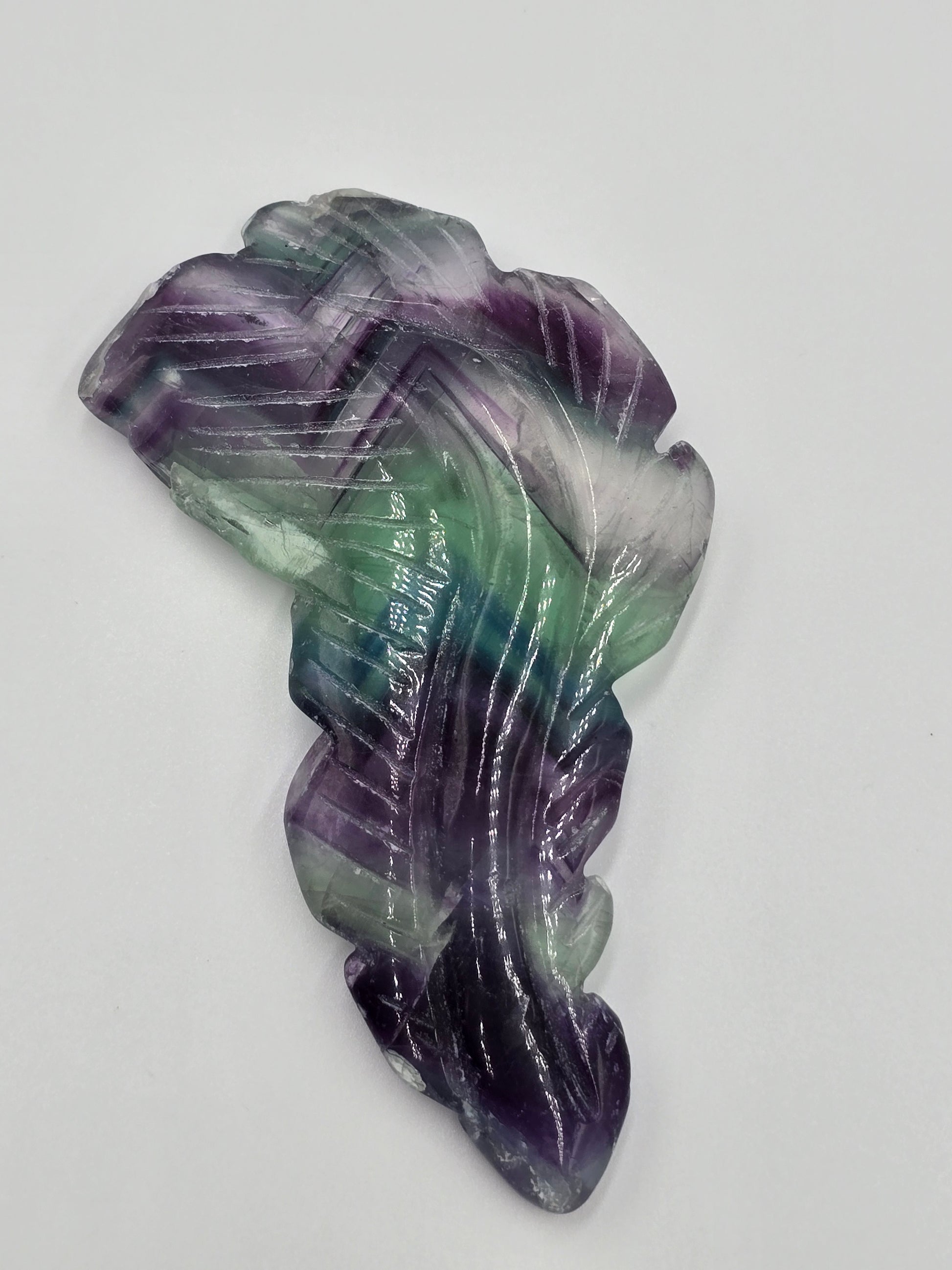 Plume en Fluorite Rainbow - Qualité Extra 90-110 mm