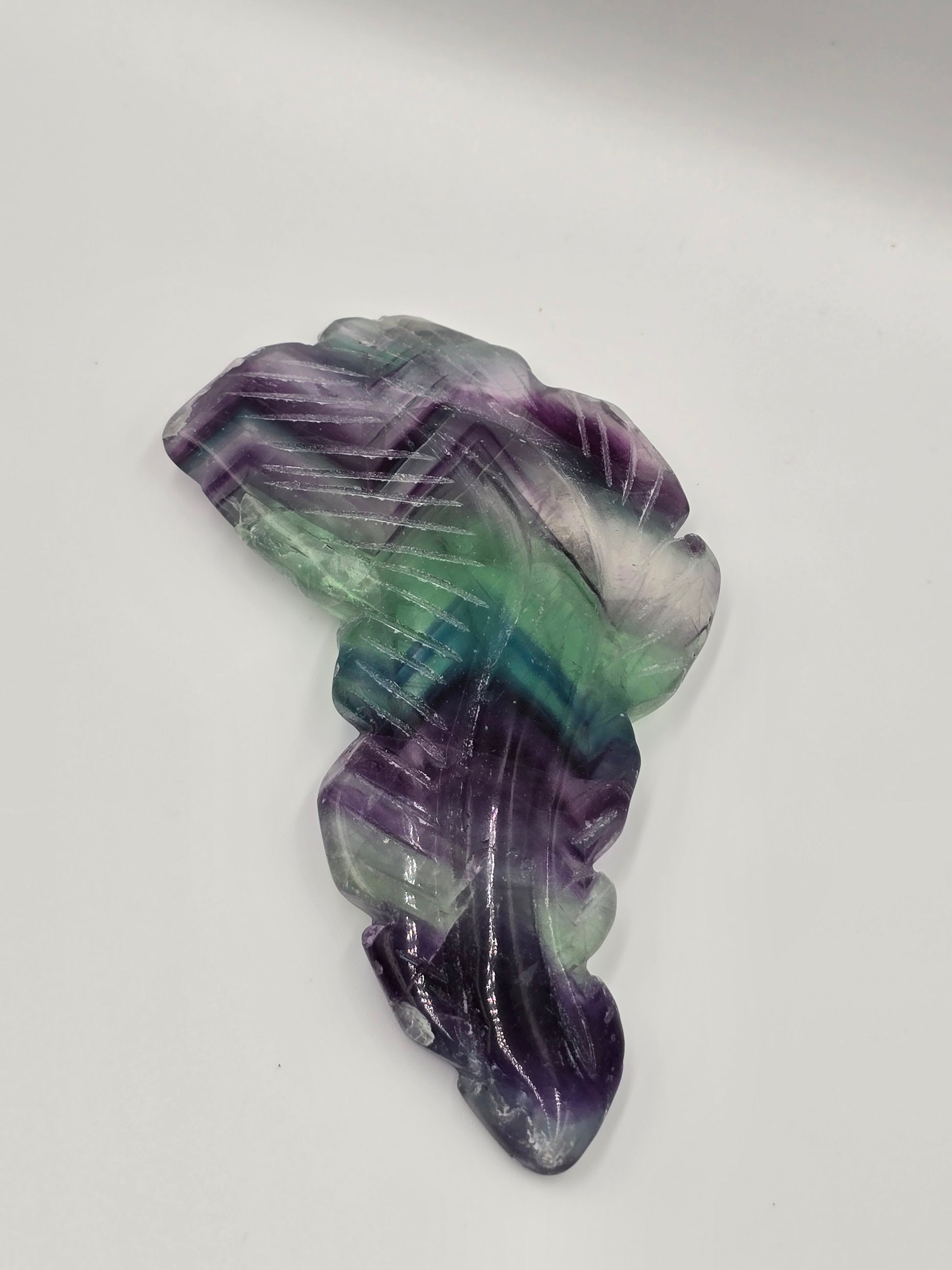 Plume en Fluorite Rainbow - Qualité Extra 90-110 mm