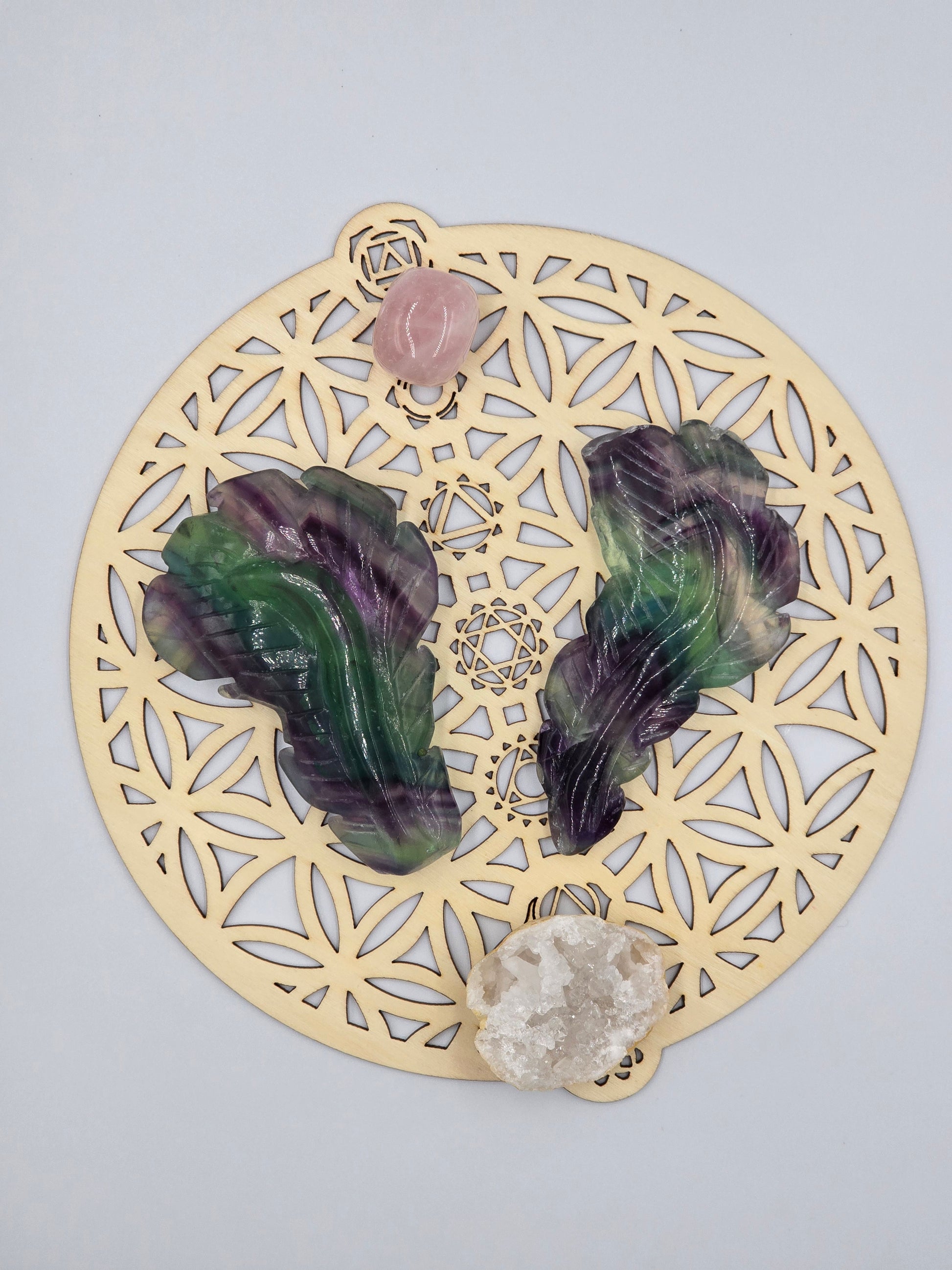 Plume en Fluorite Rainbow - Qualité Extra 90-110 mm