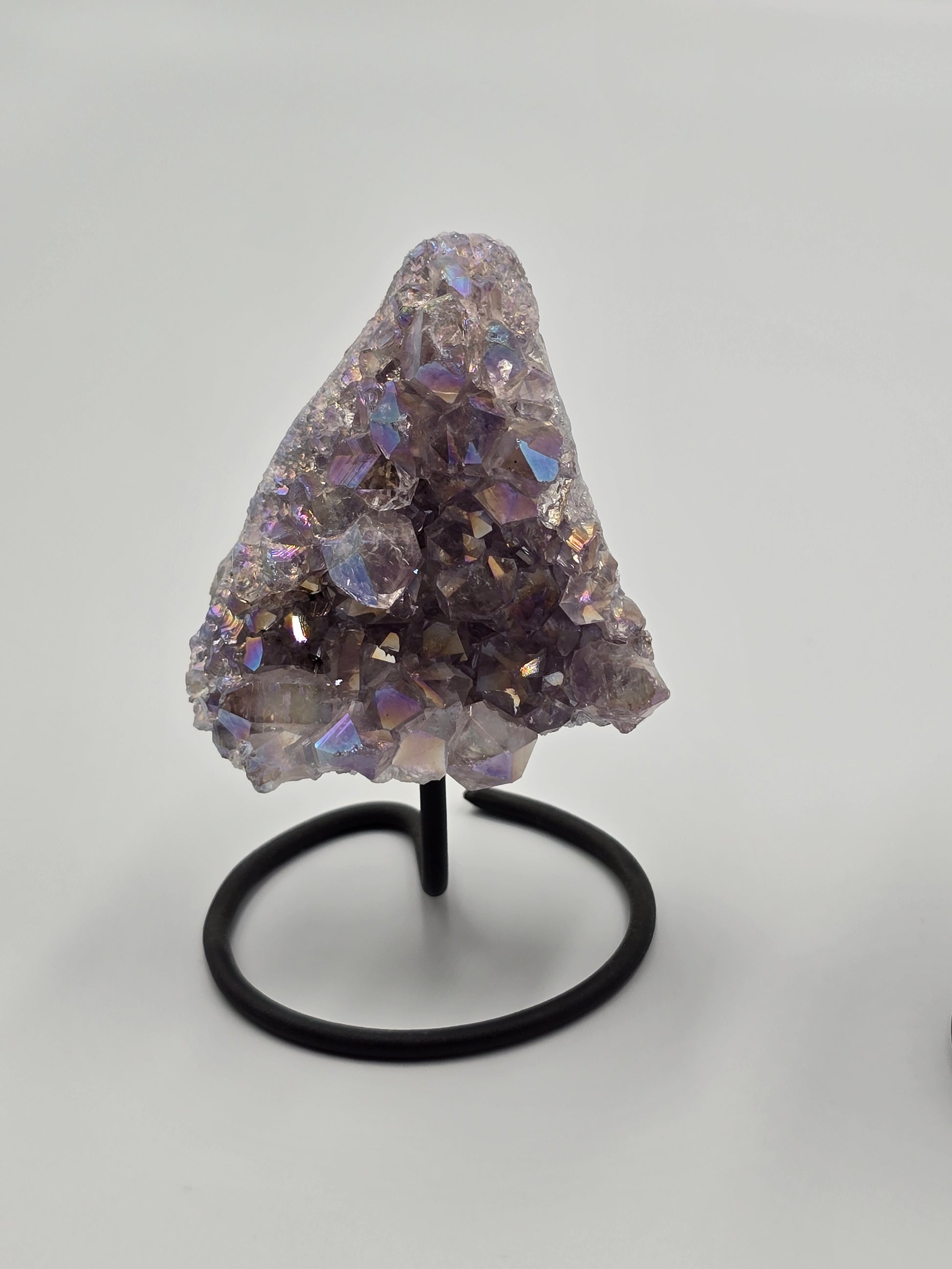 Druze Améthyste & Quartz Aura Perlé sur Présentoir - Qualité Extra 14 cm