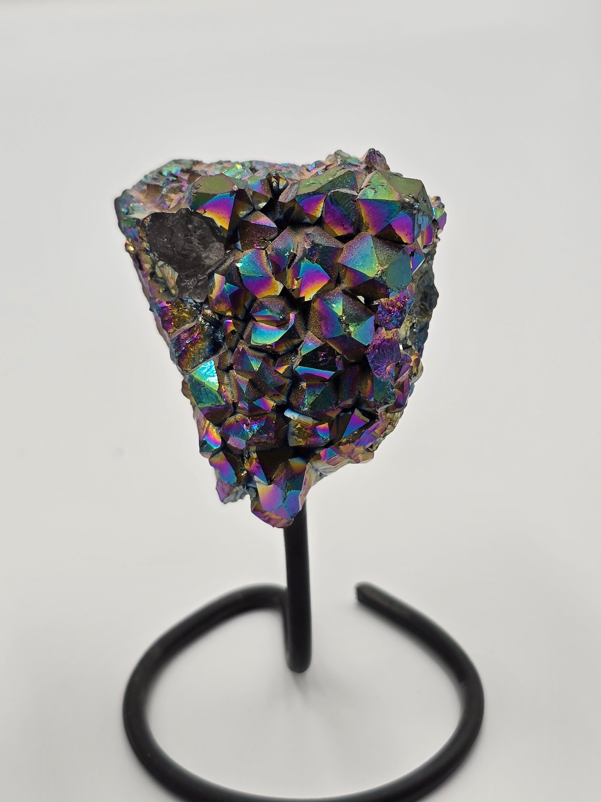 Druze Améthyste & Quartz Aura Perlé sur Présentoir - Qualité Extra 14 cm