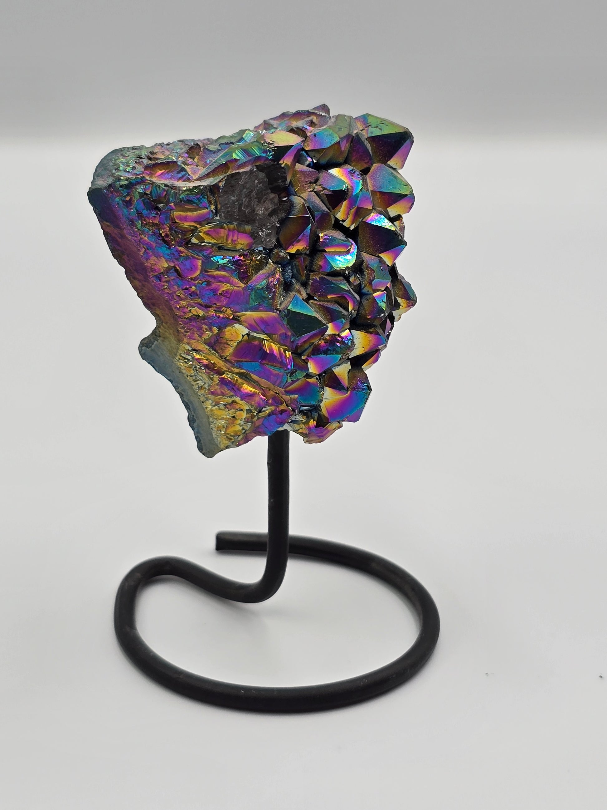 Druze Améthyste & Quartz Aura Perlé sur Présentoir - Qualité Extra 14 cm