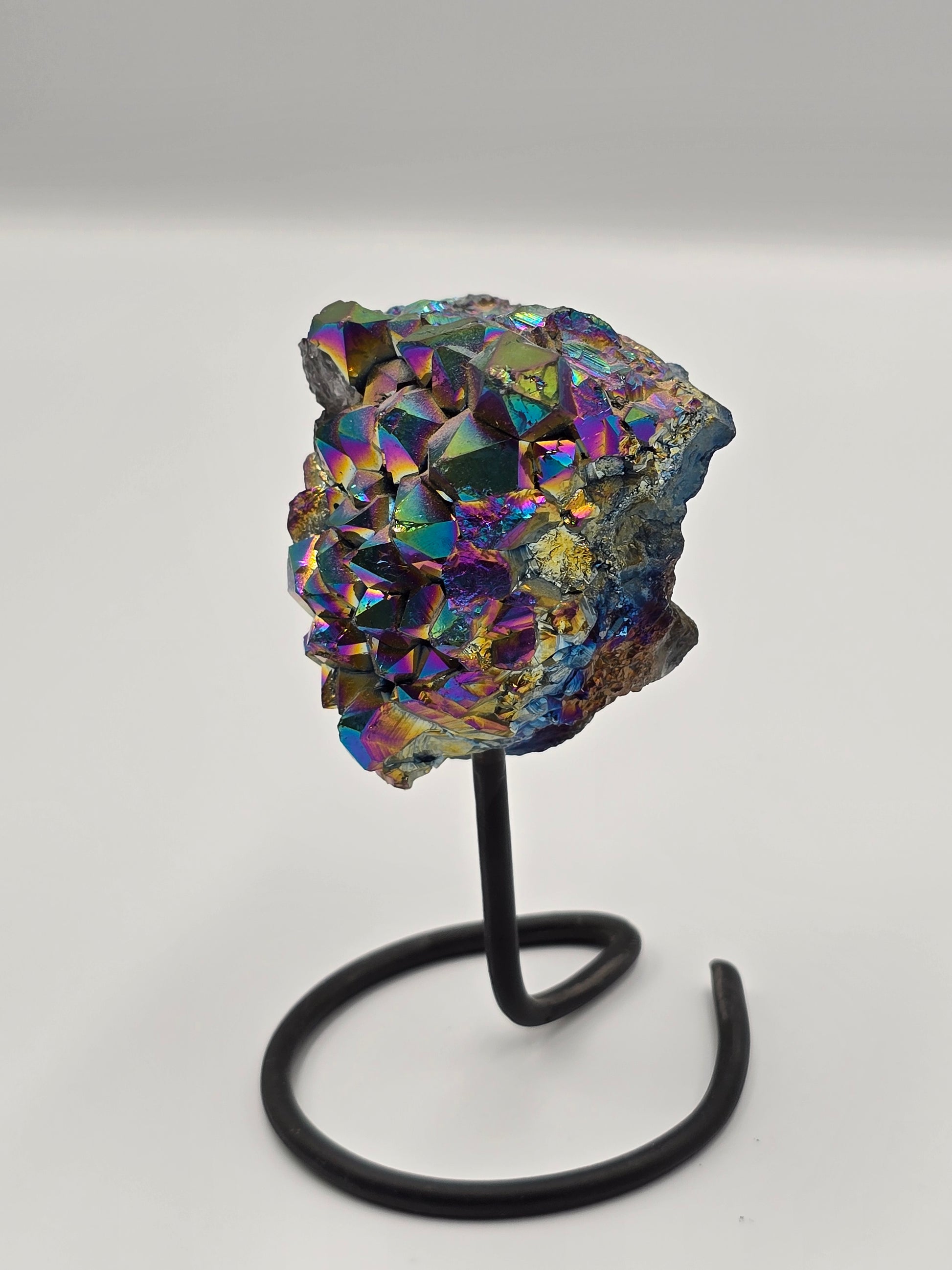 Druze Améthyste & Quartz Aura Perlé sur Présentoir - Qualité Extra 14 cm