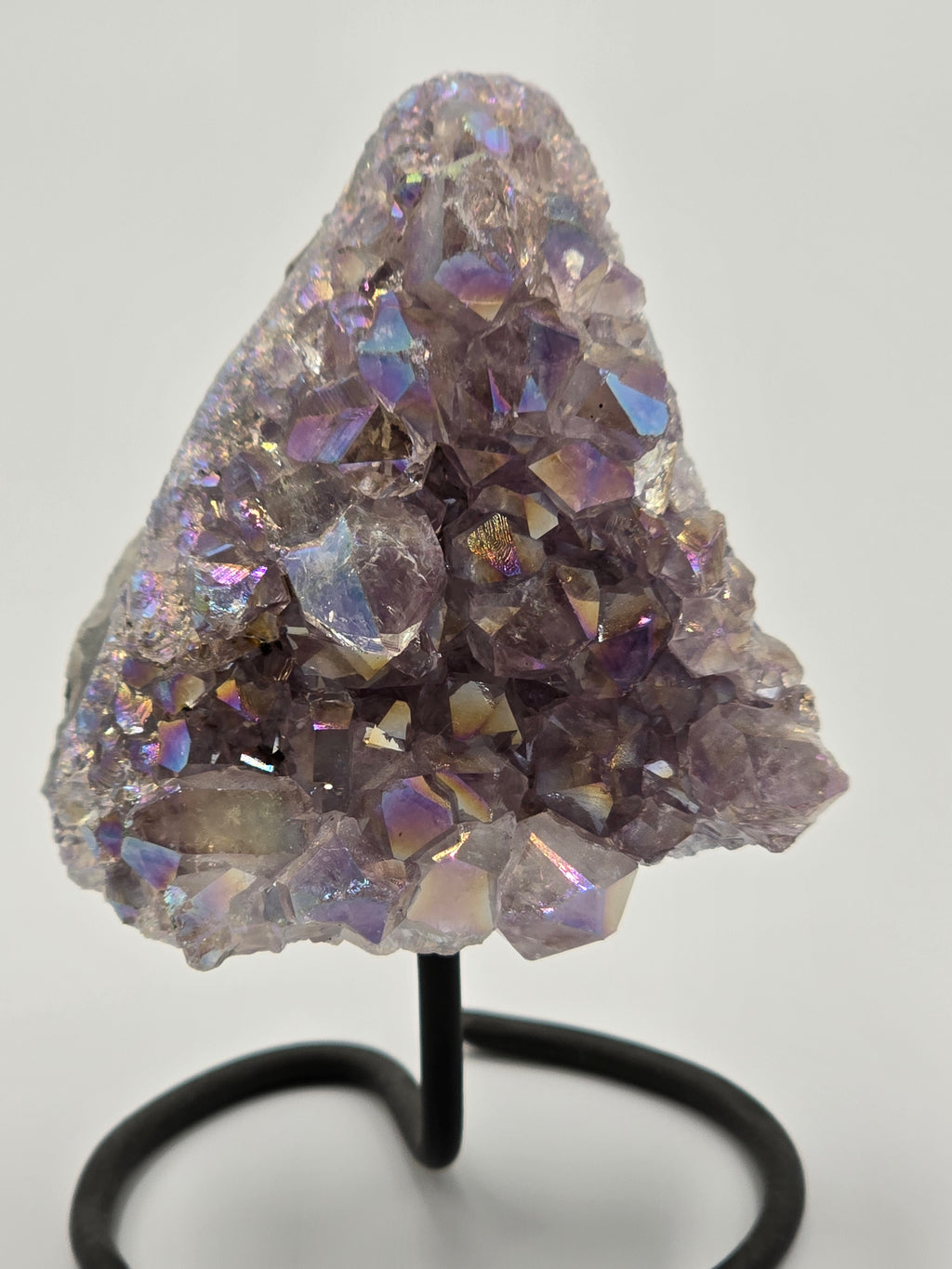 Druze Améthyste & Quartz Aura Perlé sur Présentoir - Qualité Extra 14 cm