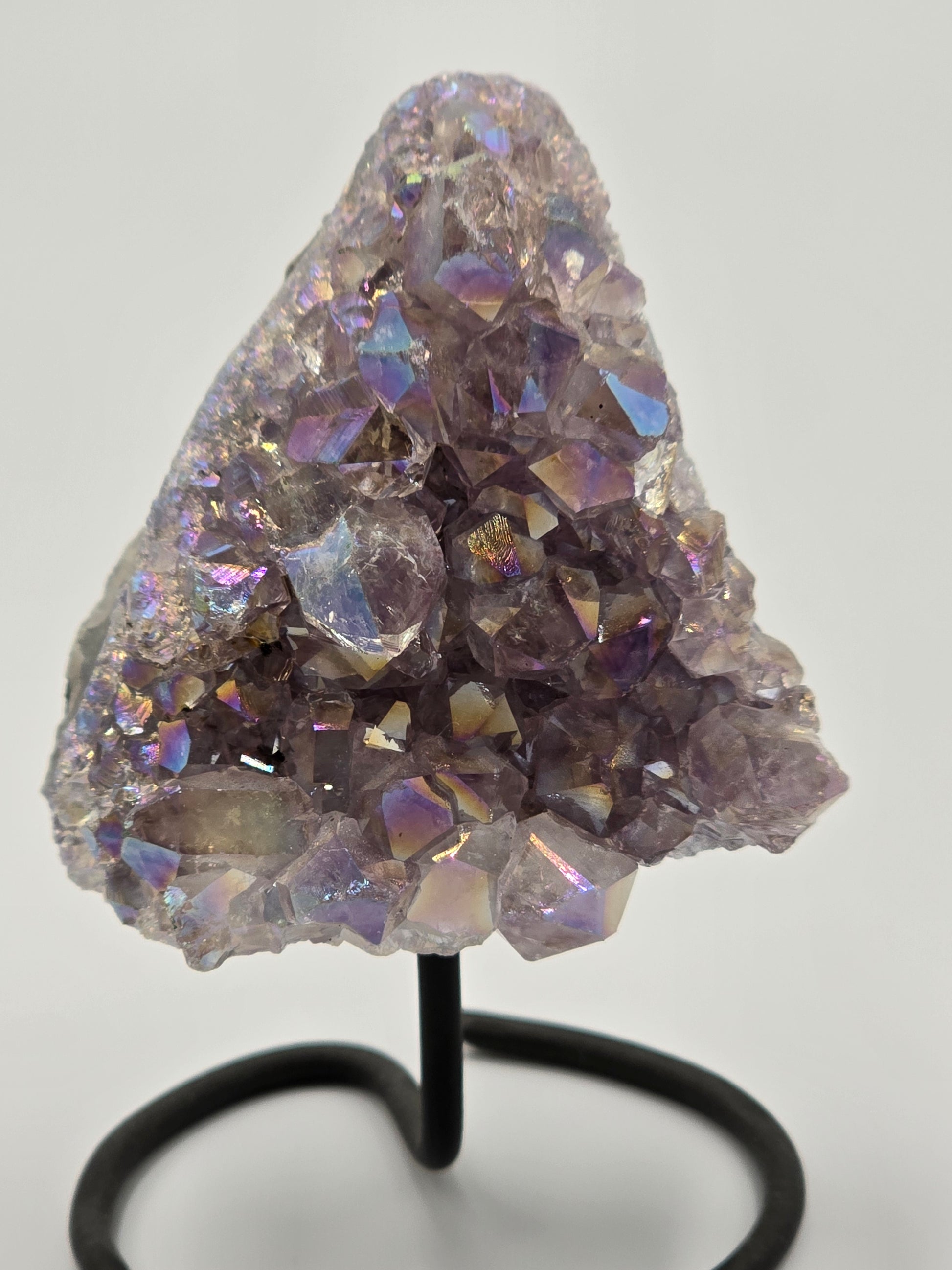 Druze Améthyste & Quartz Aura Perlé sur Présentoir - Qualité Extra 14 cm