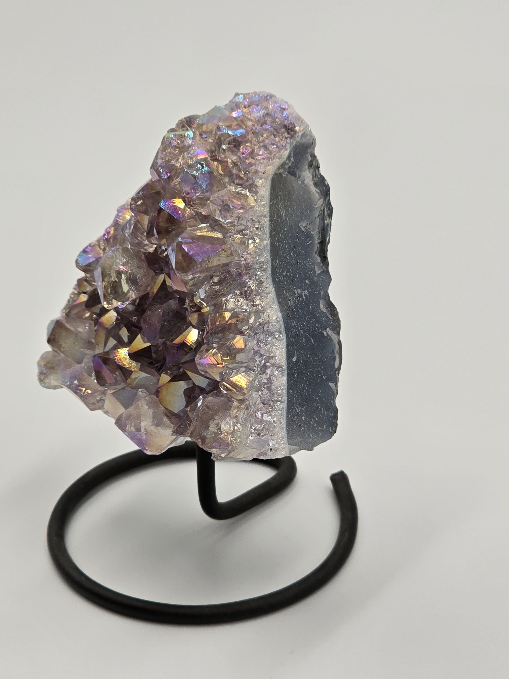 Druze Améthyste & Quartz Aura Perlé sur Présentoir - Qualité Extra 14 cm