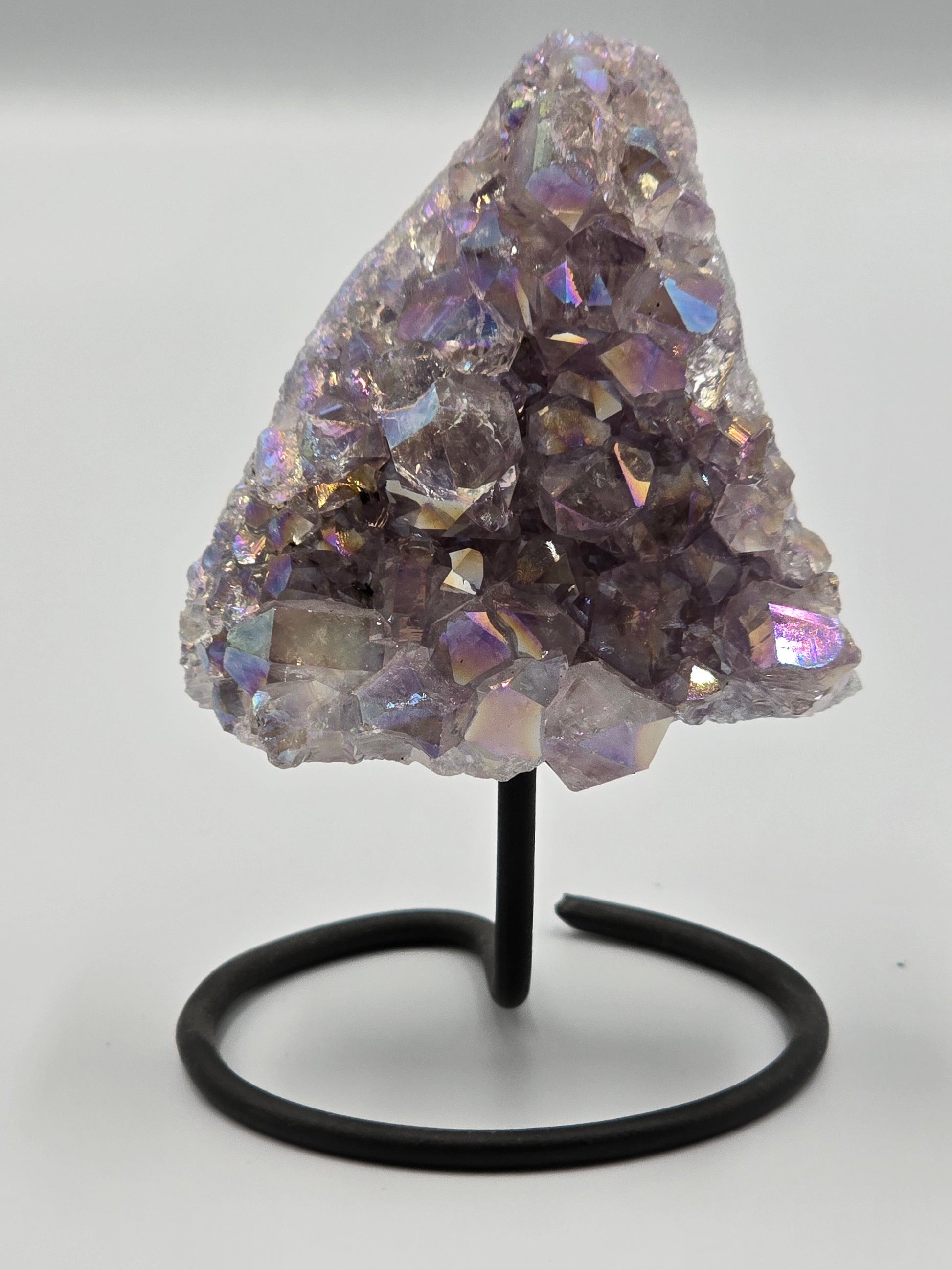 Druze Améthyste & Quartz Aura Perlé sur Présentoir - Qualité Extra 14 cm
