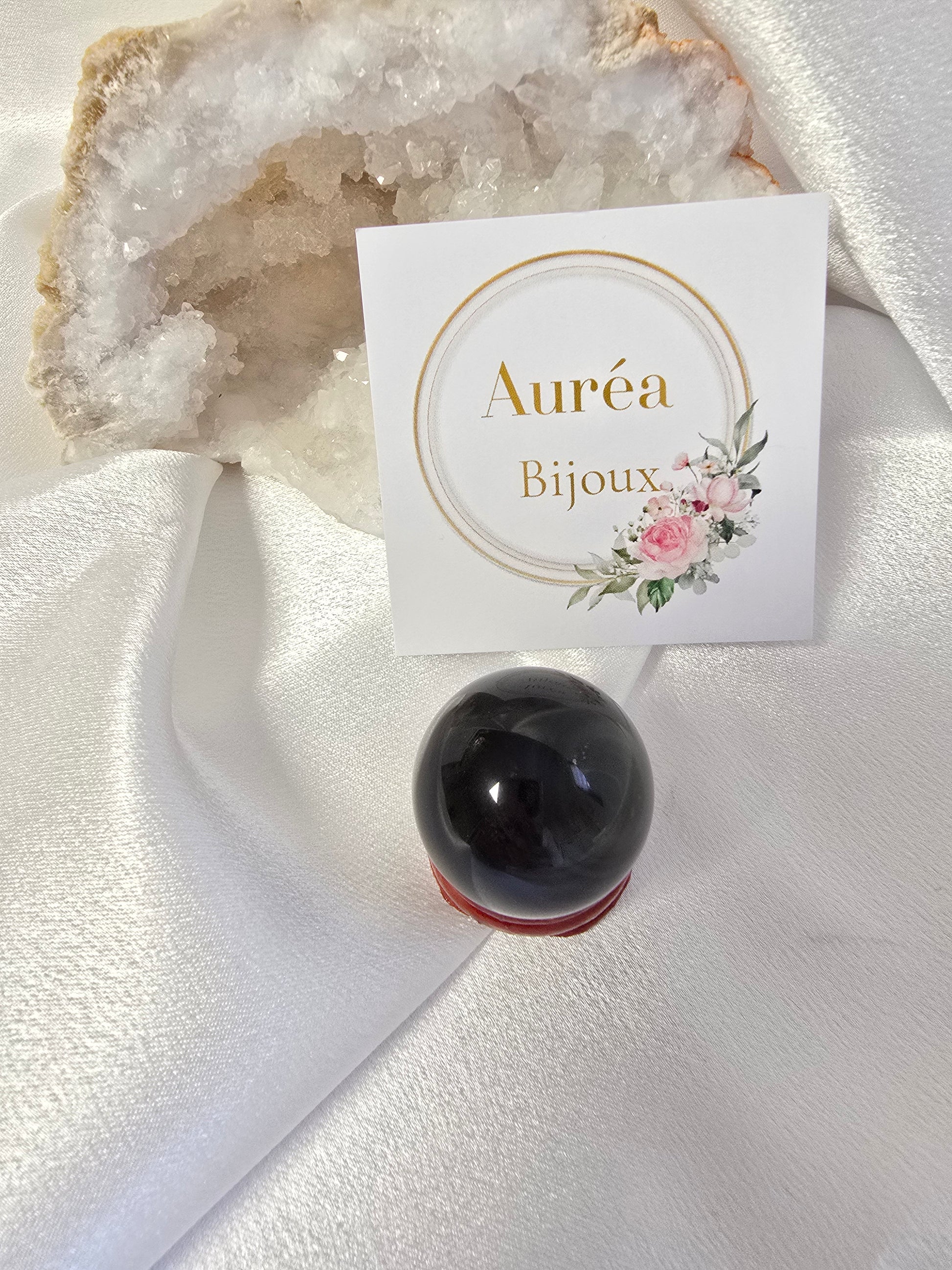 Shère de Sélénite ou d'Obsidienne oeil céleste