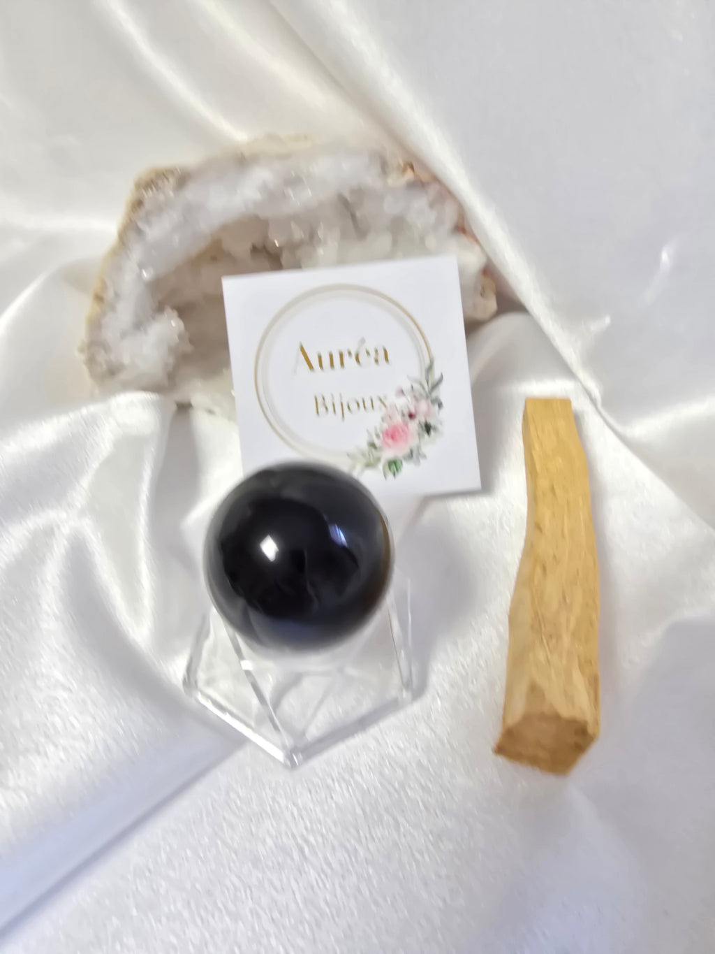 Shère de Sélénite ou d'Obsidienne oeil céleste