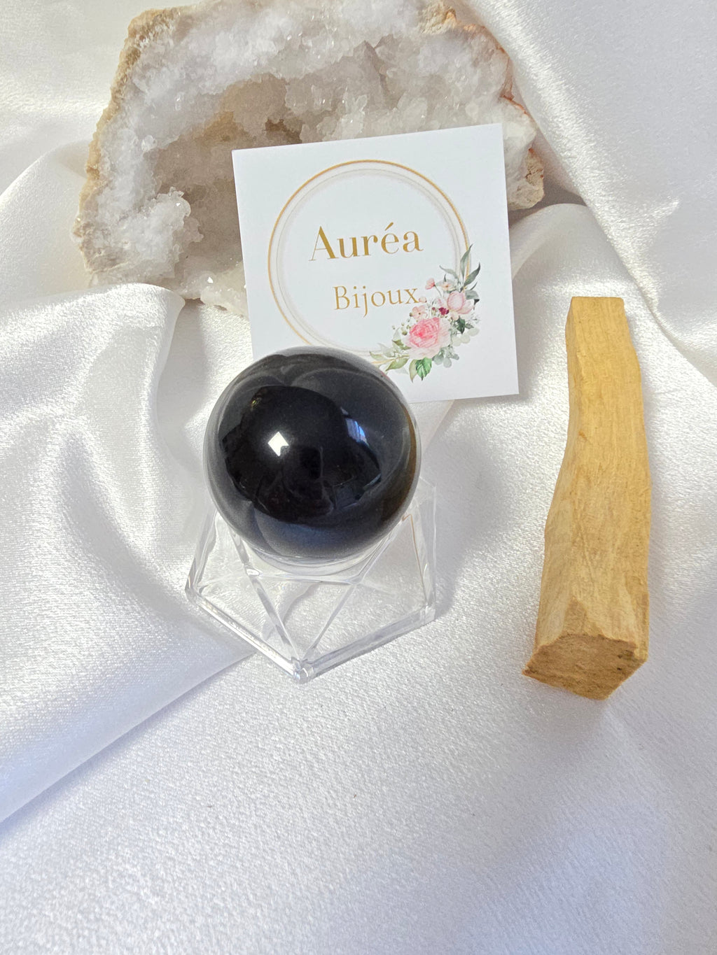 Shère de Sélénite ou d'Obsidienne oeil céleste