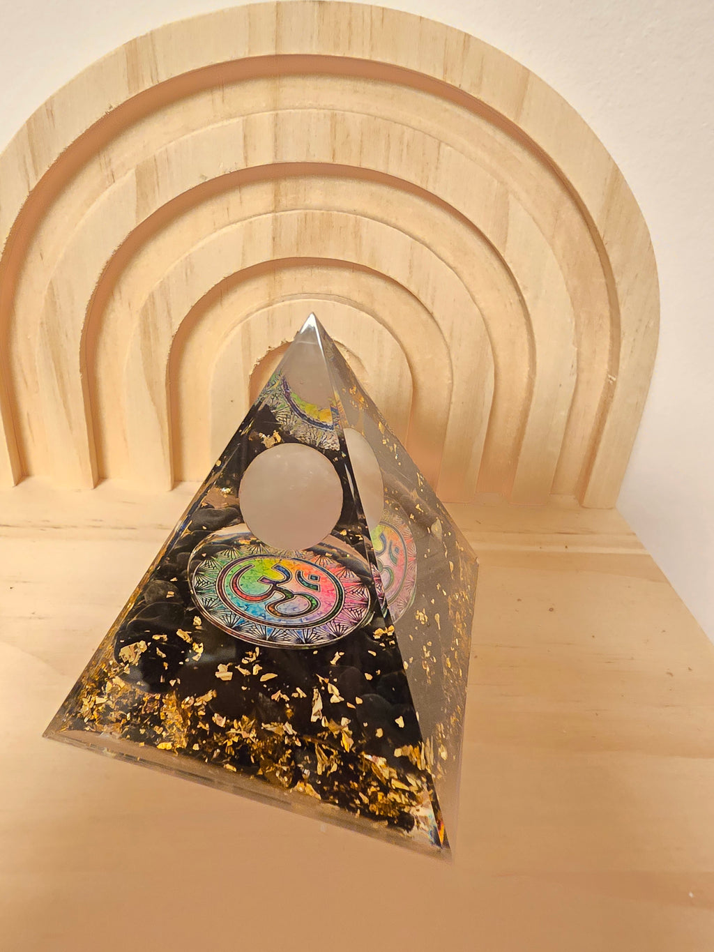 Orgonite Quartz rose et Obsidienne Noir