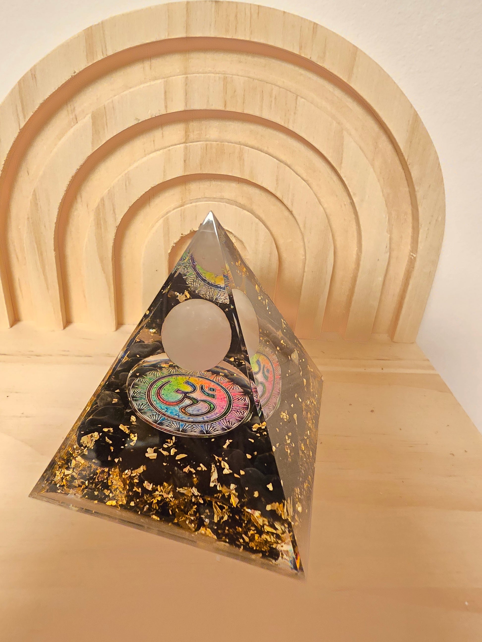 Orgonite Quartz rose et Obsidienne Noir