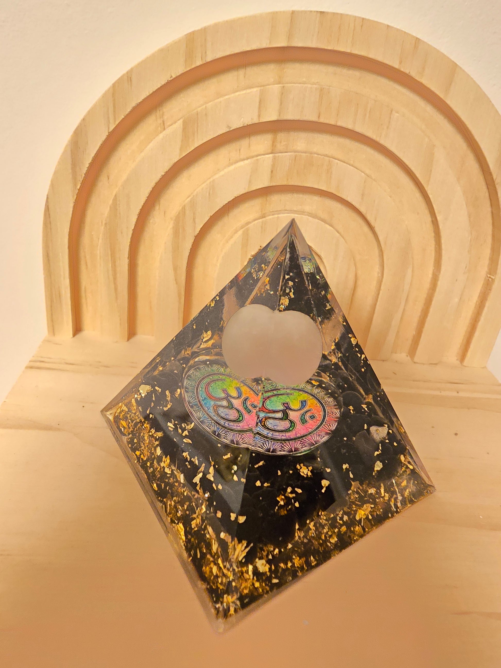 Orgonite Quartz rose et Obsidienne Noir