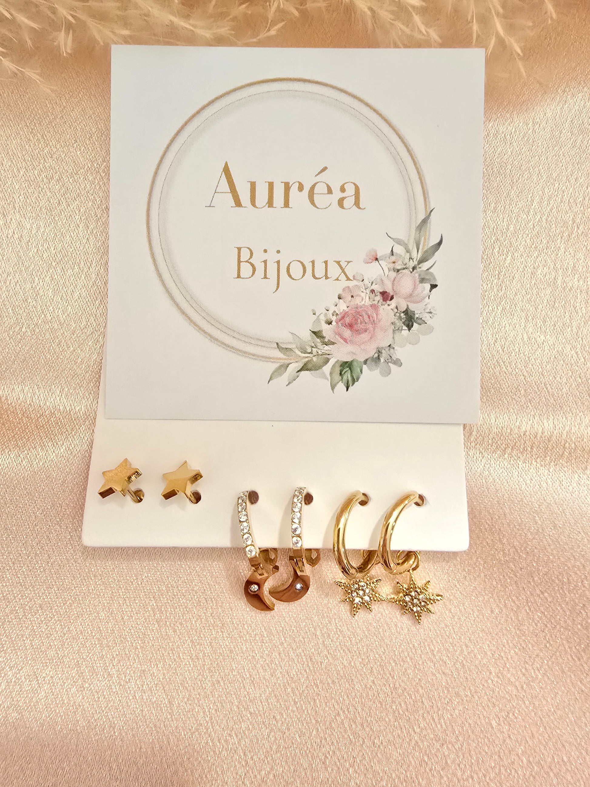 Lot de 3 paires de boucles d'oreilles ANISSA
