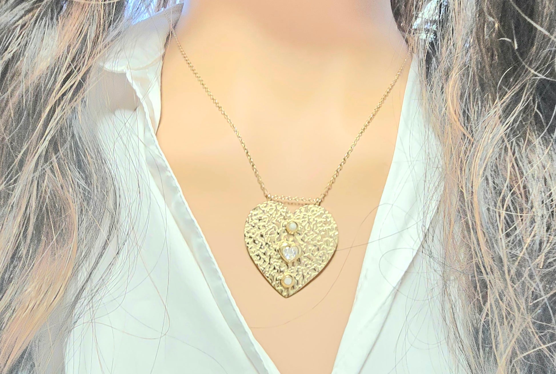 Collier Sautoir JEN Cœur Romantique Pierre DE LUNE Améthyste OR ET AME BIJOUX