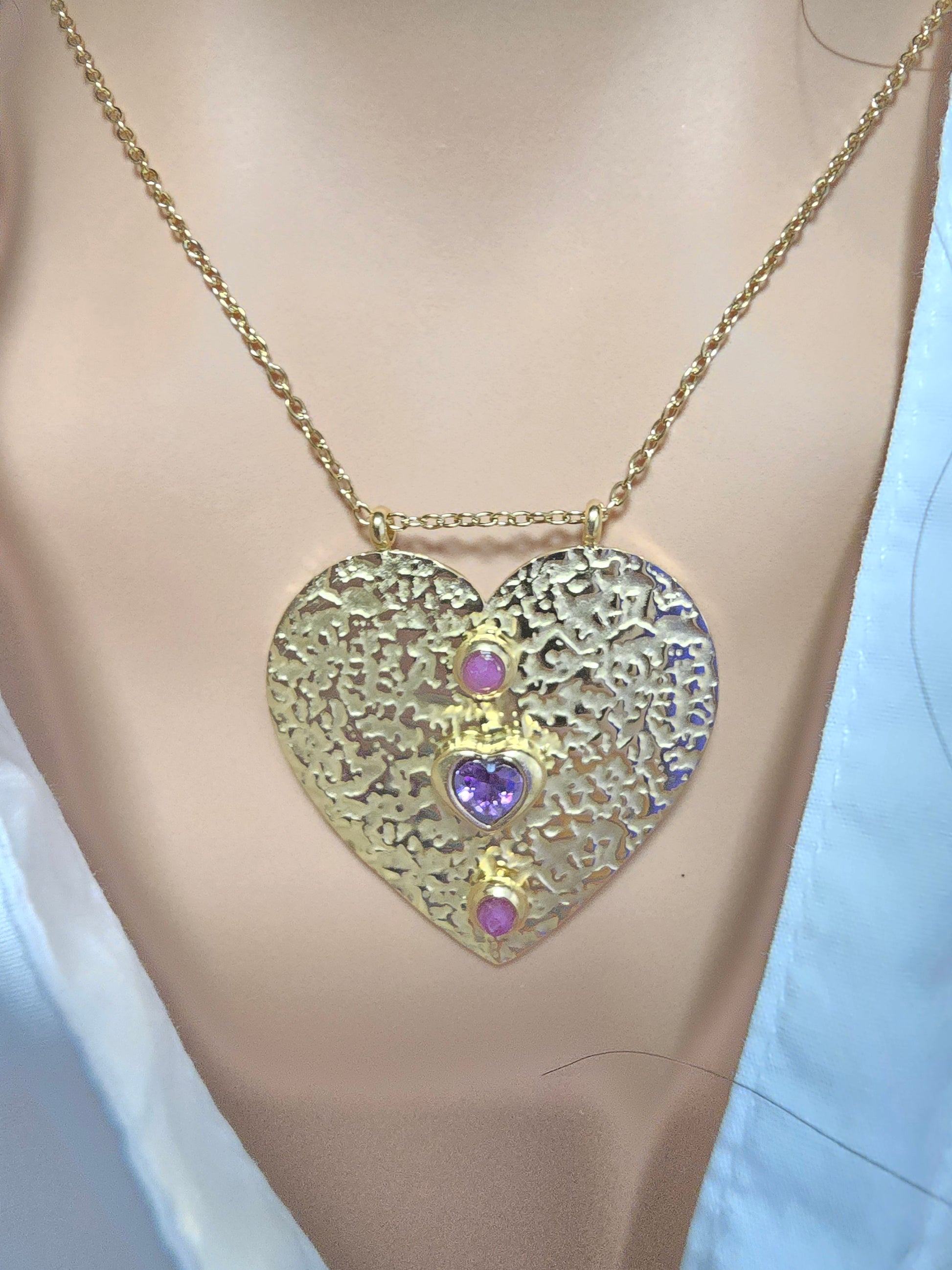 Collier Sautoir JEN Cœur Romantique Pierre DE LUNE Améthyste OR ET AME BIJOUX