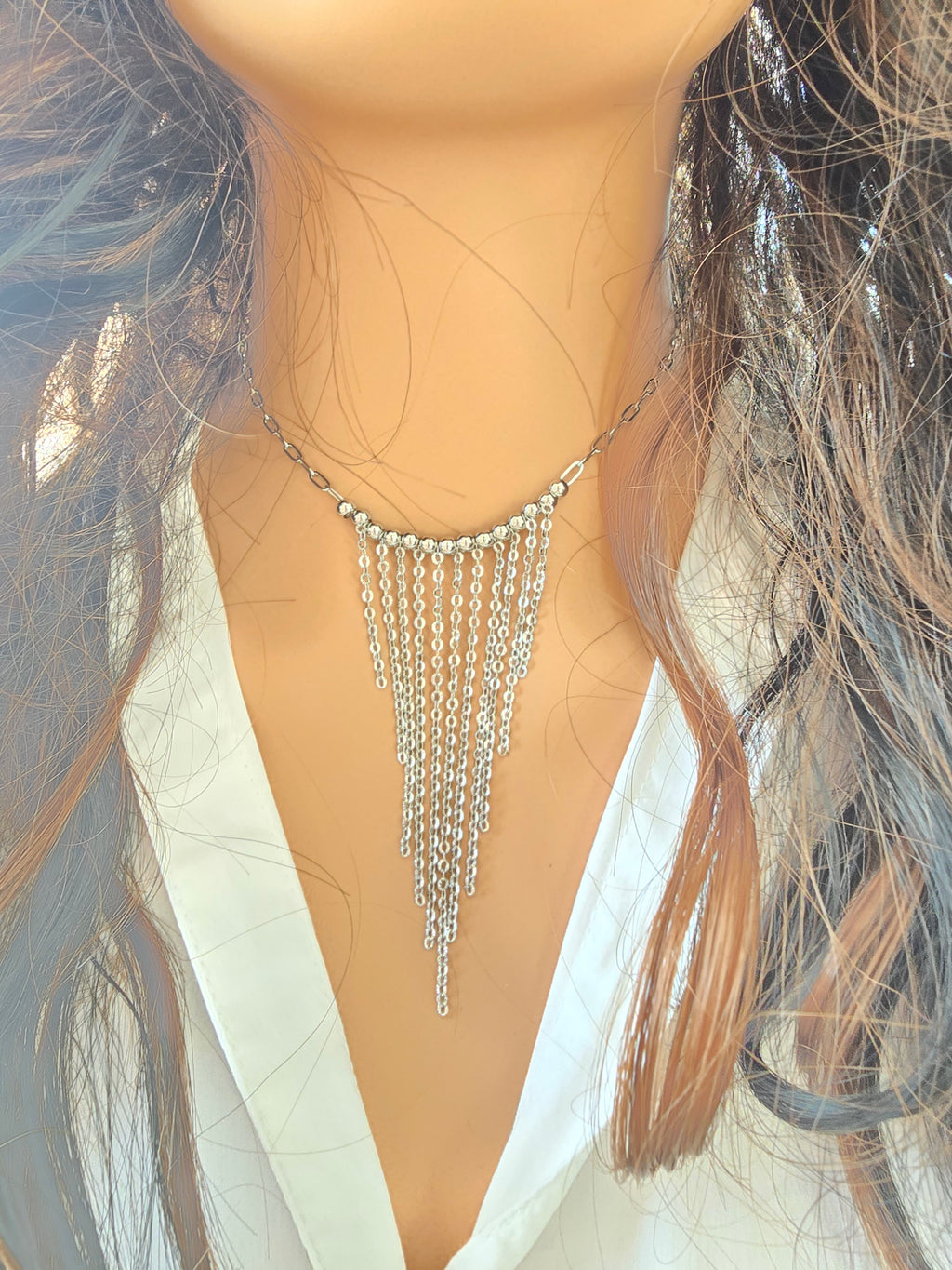 Collier Marjorie - Collier de Soirée Chaînettes & Perles Acier Inoxydable Or et Ame Bijoux