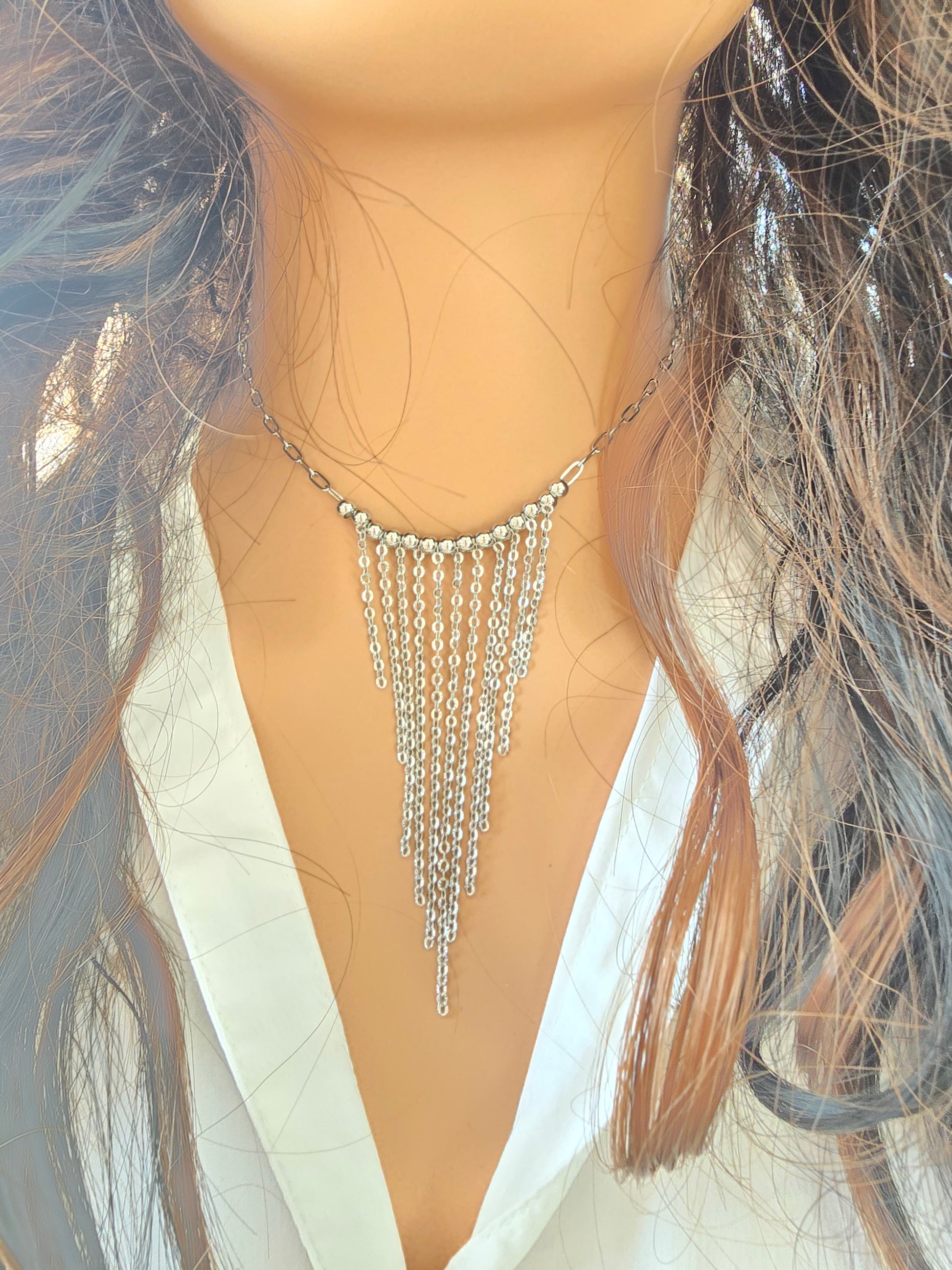 Collier Marjorie - Collier de Soirée Chaînettes & Perles Acier Inoxydable Or et Ame Bijoux