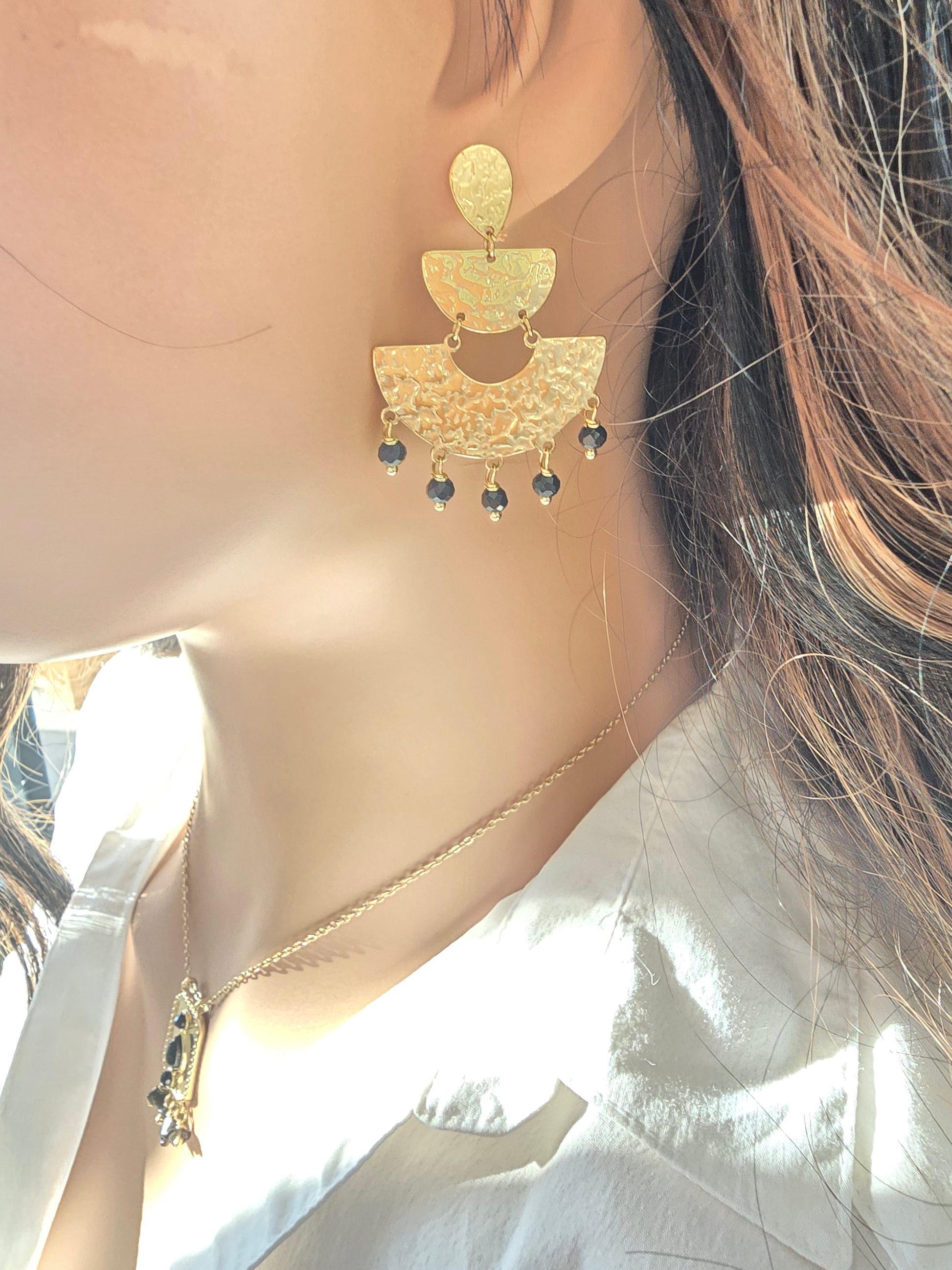 Boucles d'oreilles Wanda  - Créoles Tressées Dorées Acier Inoxydable | Bohème Or et Ame Bijoux