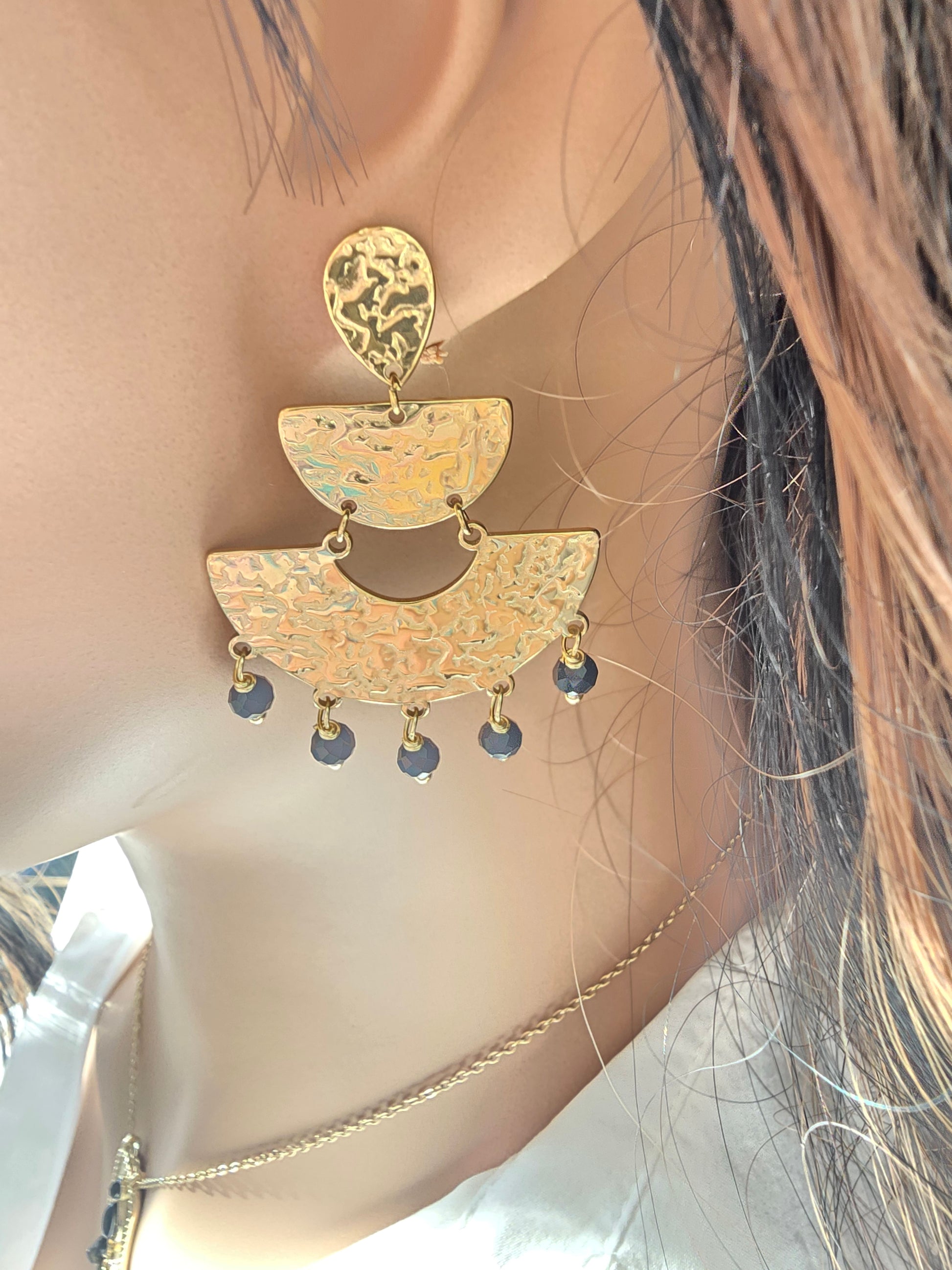 Boucles d'oreilles Wanda  - Créoles Tressées Dorées Acier Inoxydable | Bohème Or et Ame Bijoux