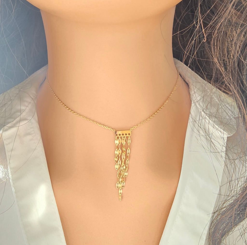 Collier Louane  - Pendentif 5 Chaînettes Acier Inoxydable | Élégant Or et Ame Bijoux